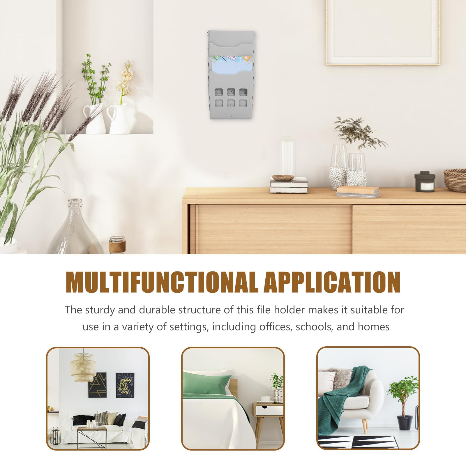 Archivador de Pared Multifunción de Plástico, Blanco, Multicapa