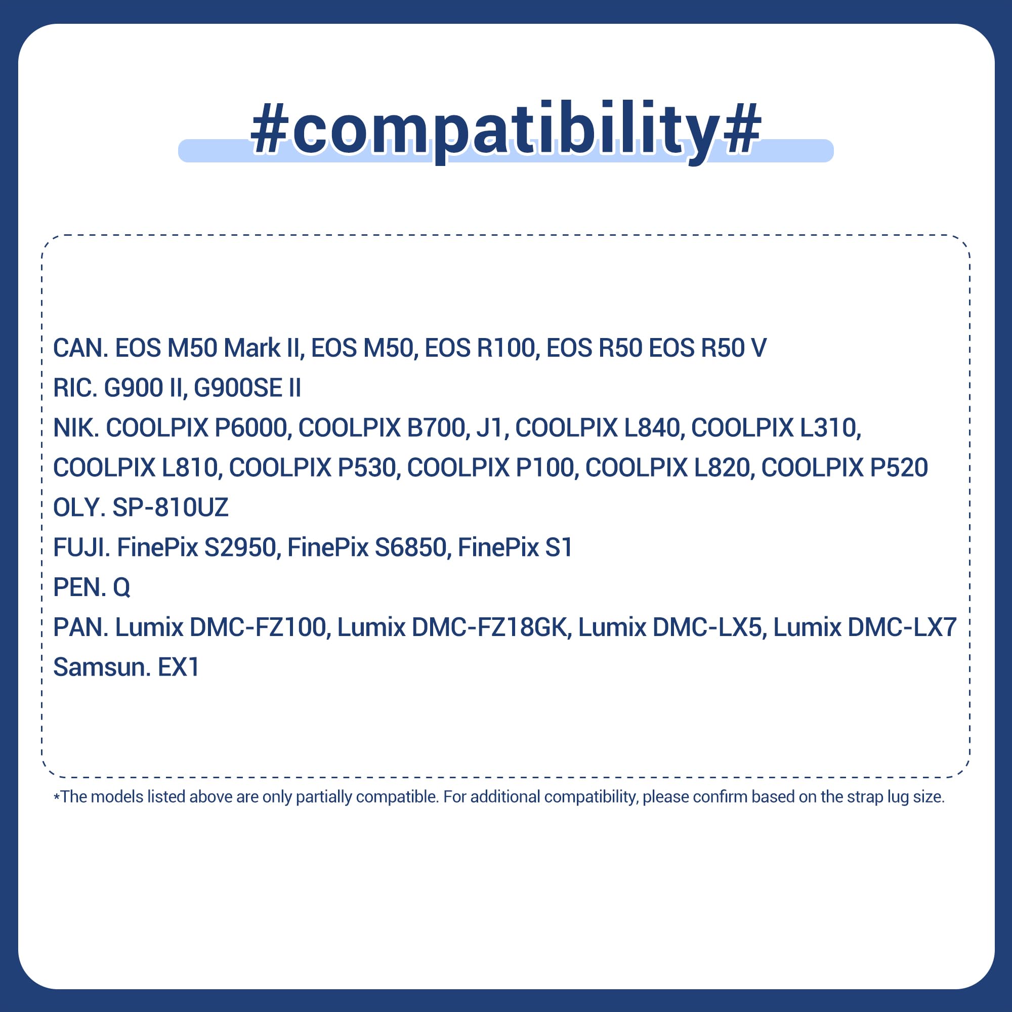 JJC Cinturino da polso per fotocamera mirrorless compatibile con Can. EOS R50 R50V R100 M50 Mark II per Pana. L10 Nik. Coolpix P6000 P530 B700 L840 L820 L810 e altre fotocamere con alette compatte
