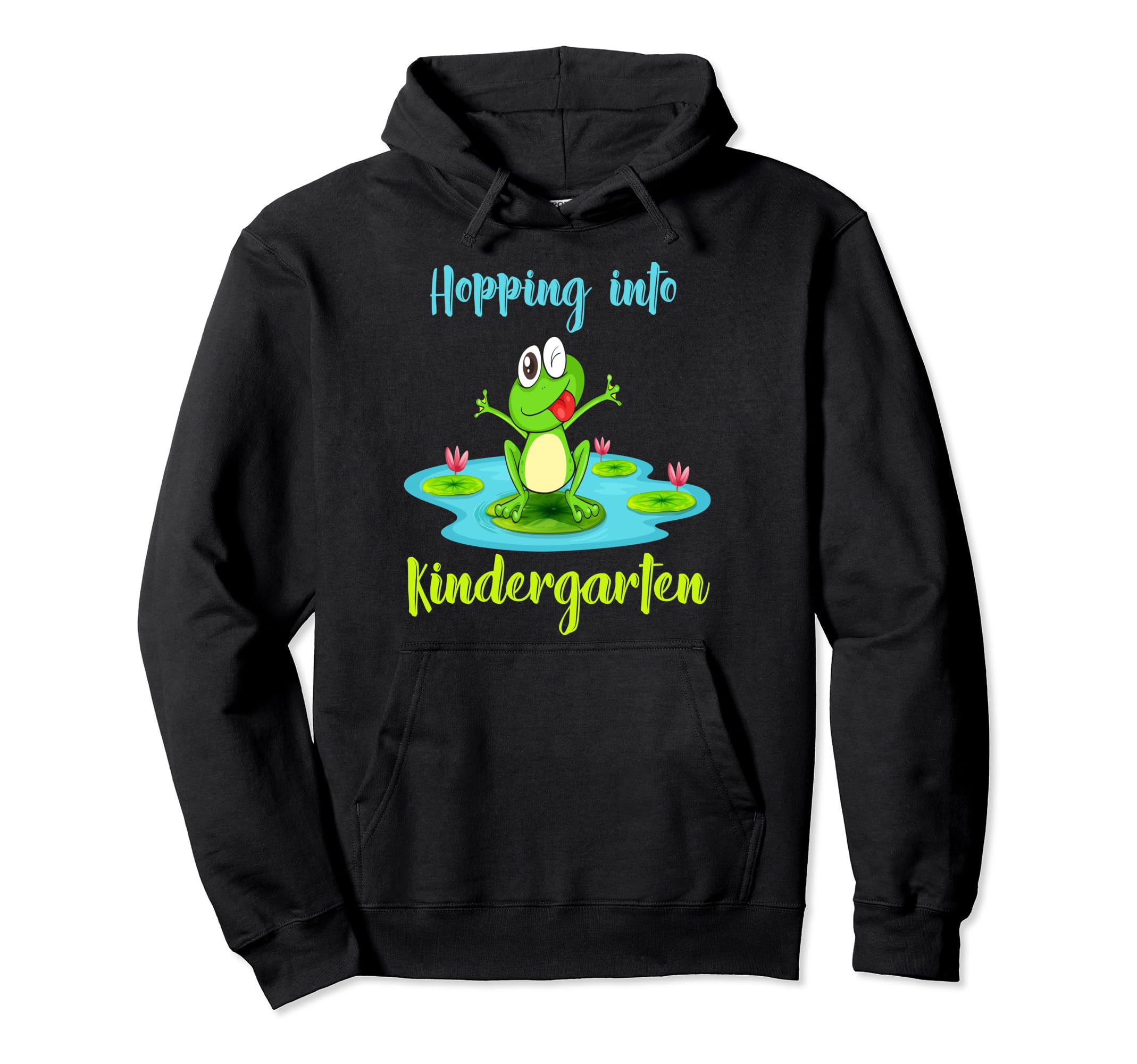 Cute Frog Hopping Into Kindergarten Class, Back to School Pullover Hoodie