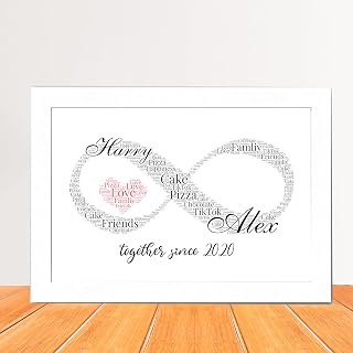 Personalised Infinity sign Word art - Anniversary Word Art Print - Valentine's day gift - A5, A4, A3 Prints & Framed