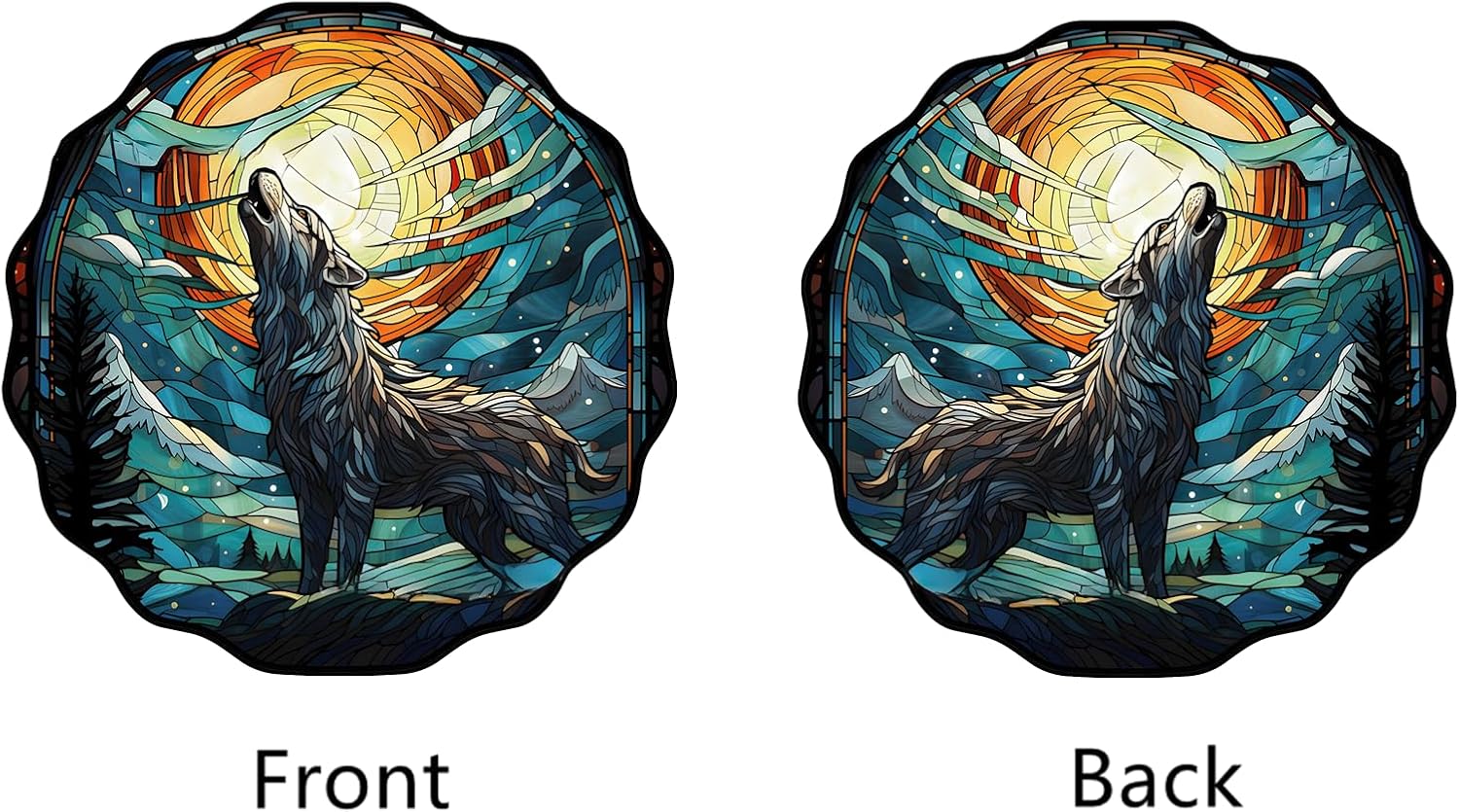 Jungle Wolf Acrylic Window Hanging, Full Moon The Wolf Howls Stained Acrylic Window Decor Hanging Ornaments Indoor Outdoor Garden Stained Art Panel Gift for Women Christmas Thanksgiving - Image 7