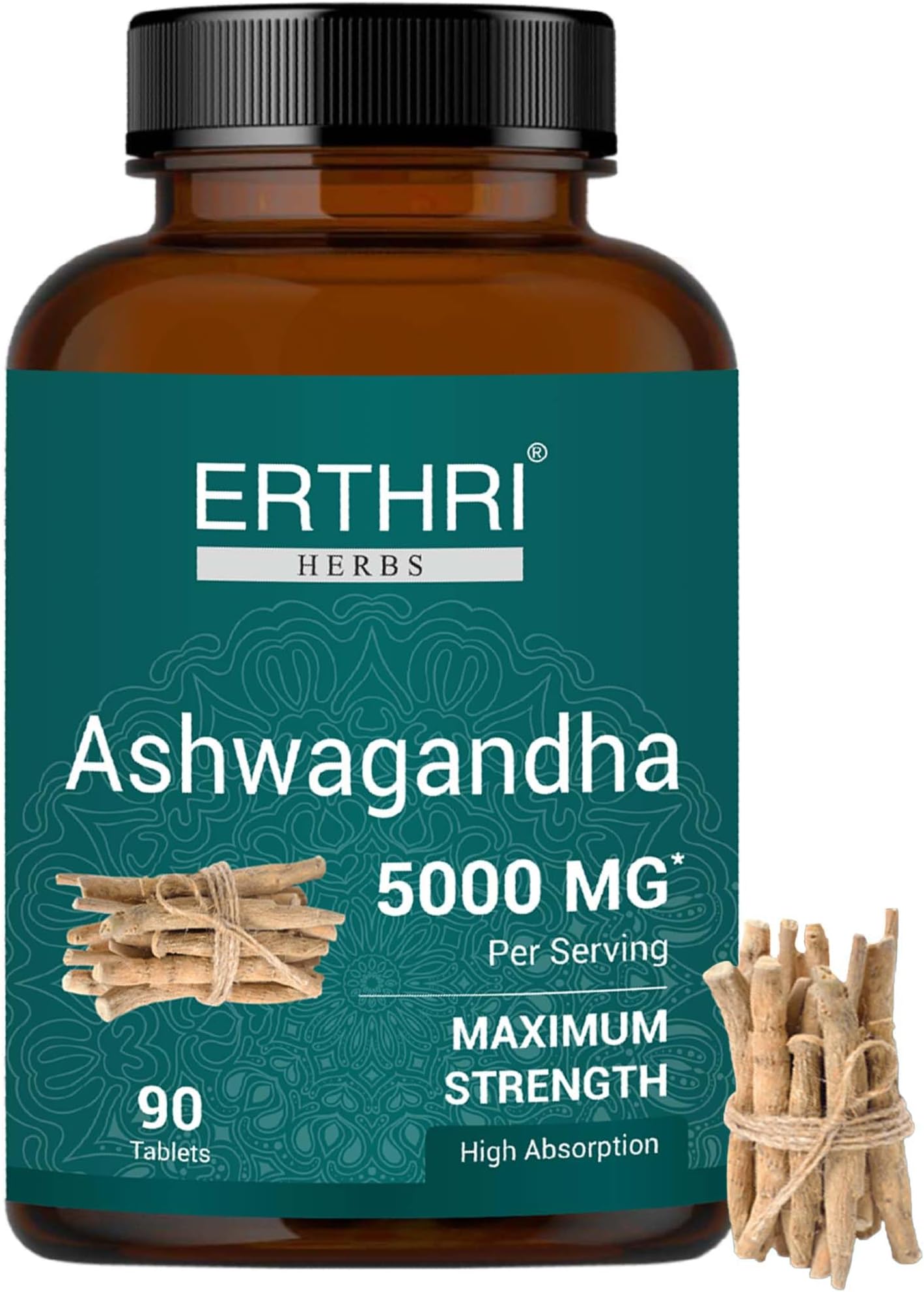 Ashwagandha Tablets 5000mg- 90 Count, Indian Ginseng, Ashwagandha Ayurvedic Supplement, Vegan & Paraben Free, No Preservative, Non-GMO - 90 Tablets (Pack of 1)