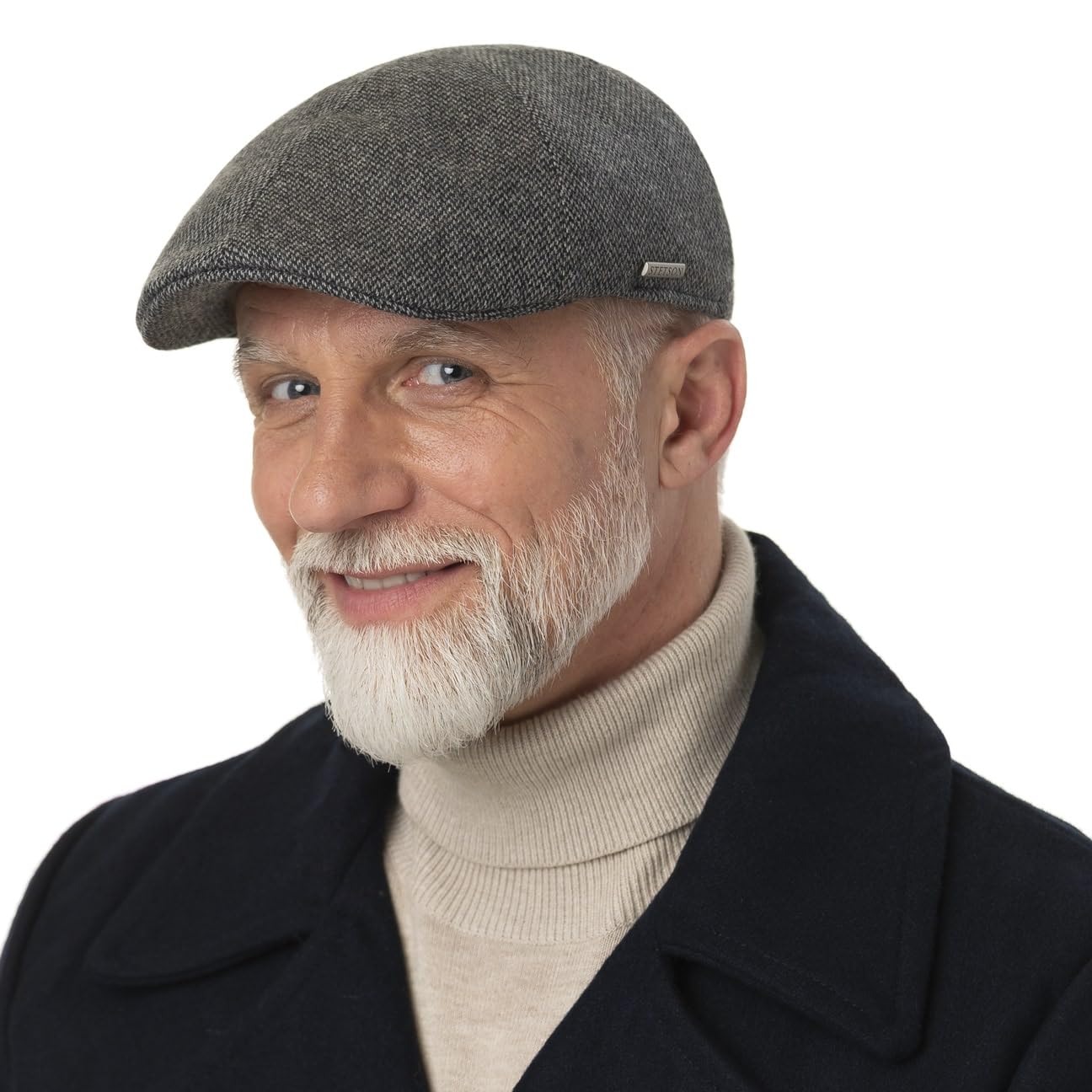 Stetson Texas Schirmmütze Flatcap Fischgrat Made in EU Herren Herbst