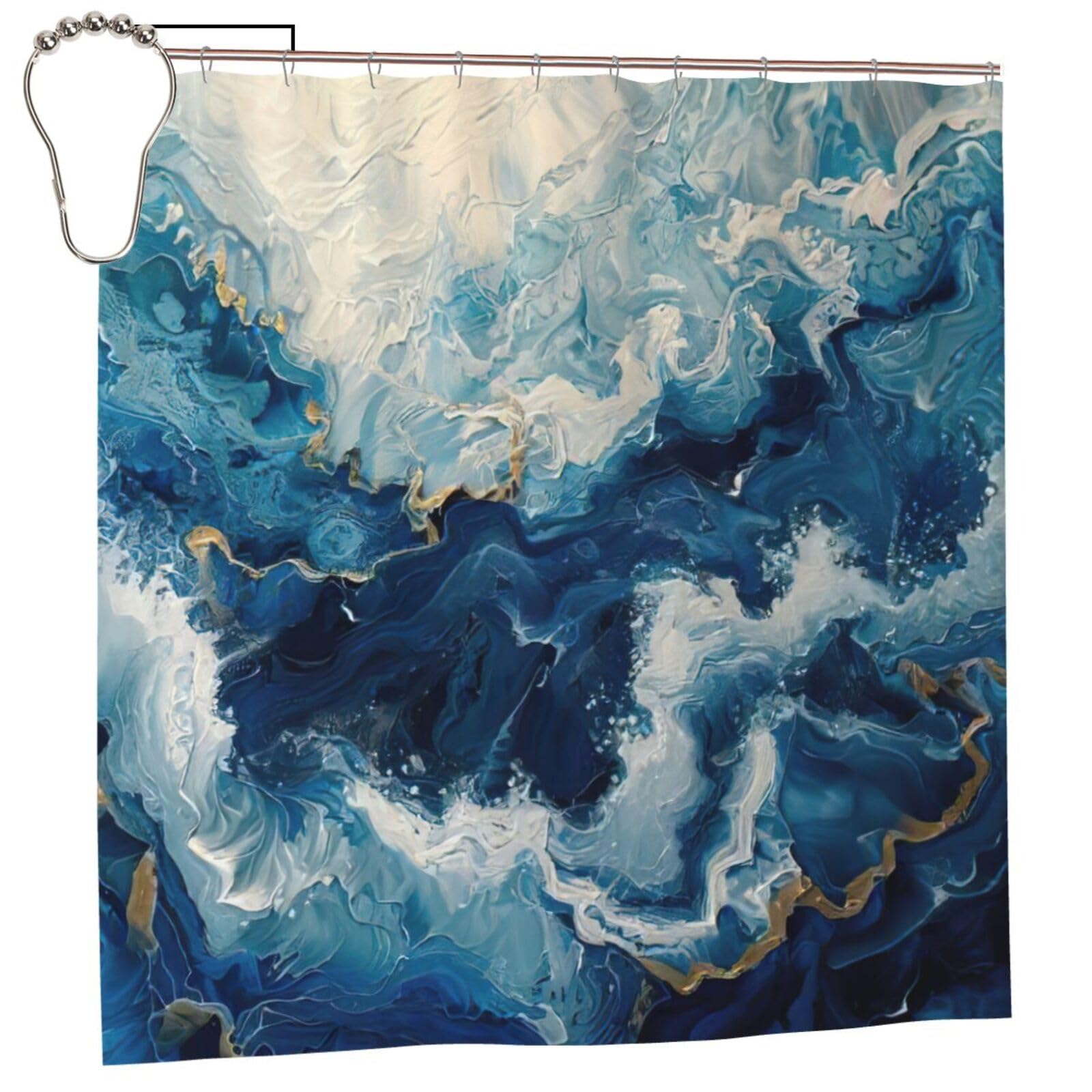 Rideau de douche Within The Tides en polyester haut de gamme avec 12 œillets inoxydables durables