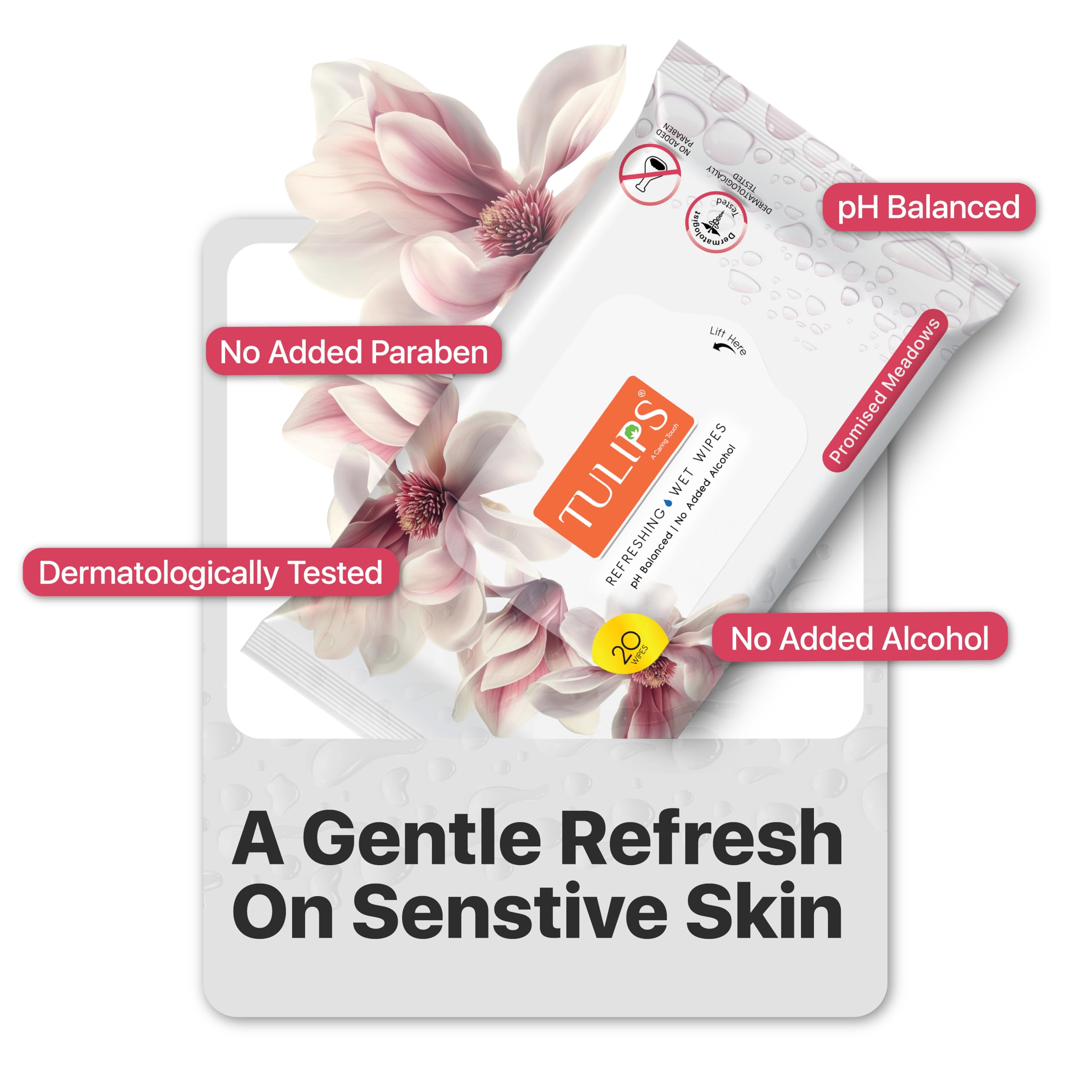 Tulips Refreshing Wet Wipes with 3 different fragrances, (3 Pack) Daily face cleansing wet wipes I Wet Tissue for face I Alcohol and Paraben free I For All skin type 1