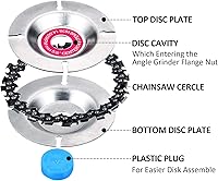 Vista 5 de 5 Pieces 5/8 Inch Chain Disc Saw Blades for Angle Grinders - 22 Teeth Wood Carving Discs and Grinding Attachment Wheels