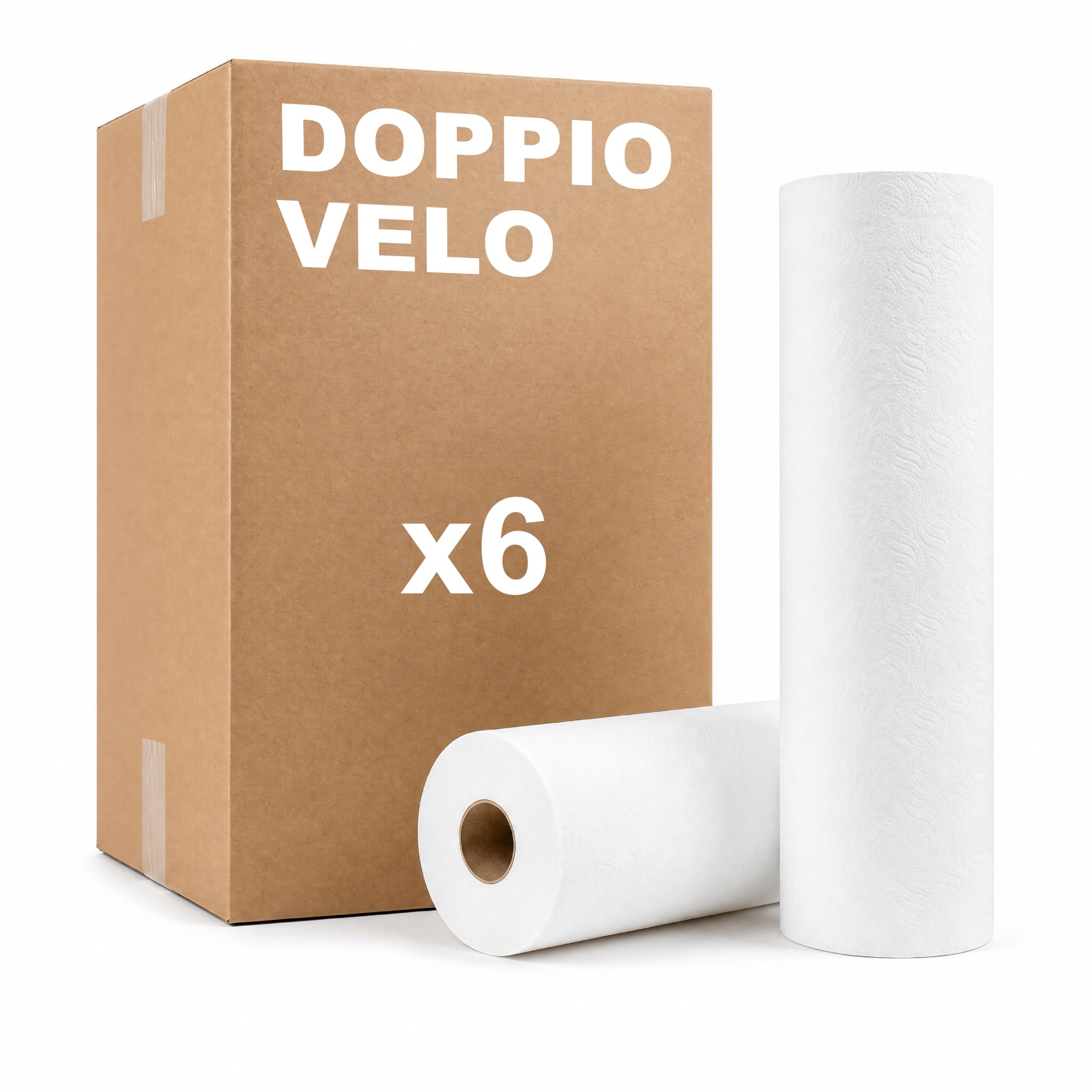 KMINA Rotolo Carta (6 Rotoli) Per Lettino Massaggio, 2 Veli, 50 m x 59 cm, Carta Vergine Laminata Decorata, Pretaglio Ogni 66 cm, Diametro 13 cm, Anima 45 mm
