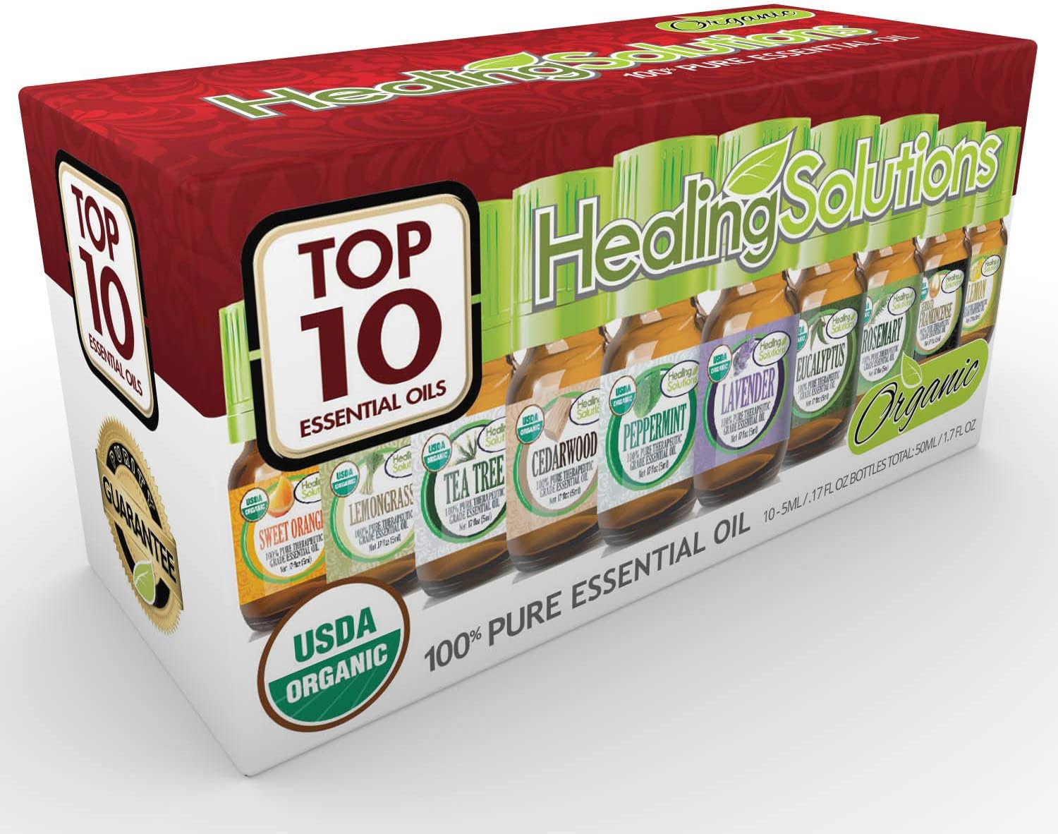 Top 10 USDA Certified Organic Essential Oils Set (10 Pack - 100% Pure & Natural) Therapeutic Grade