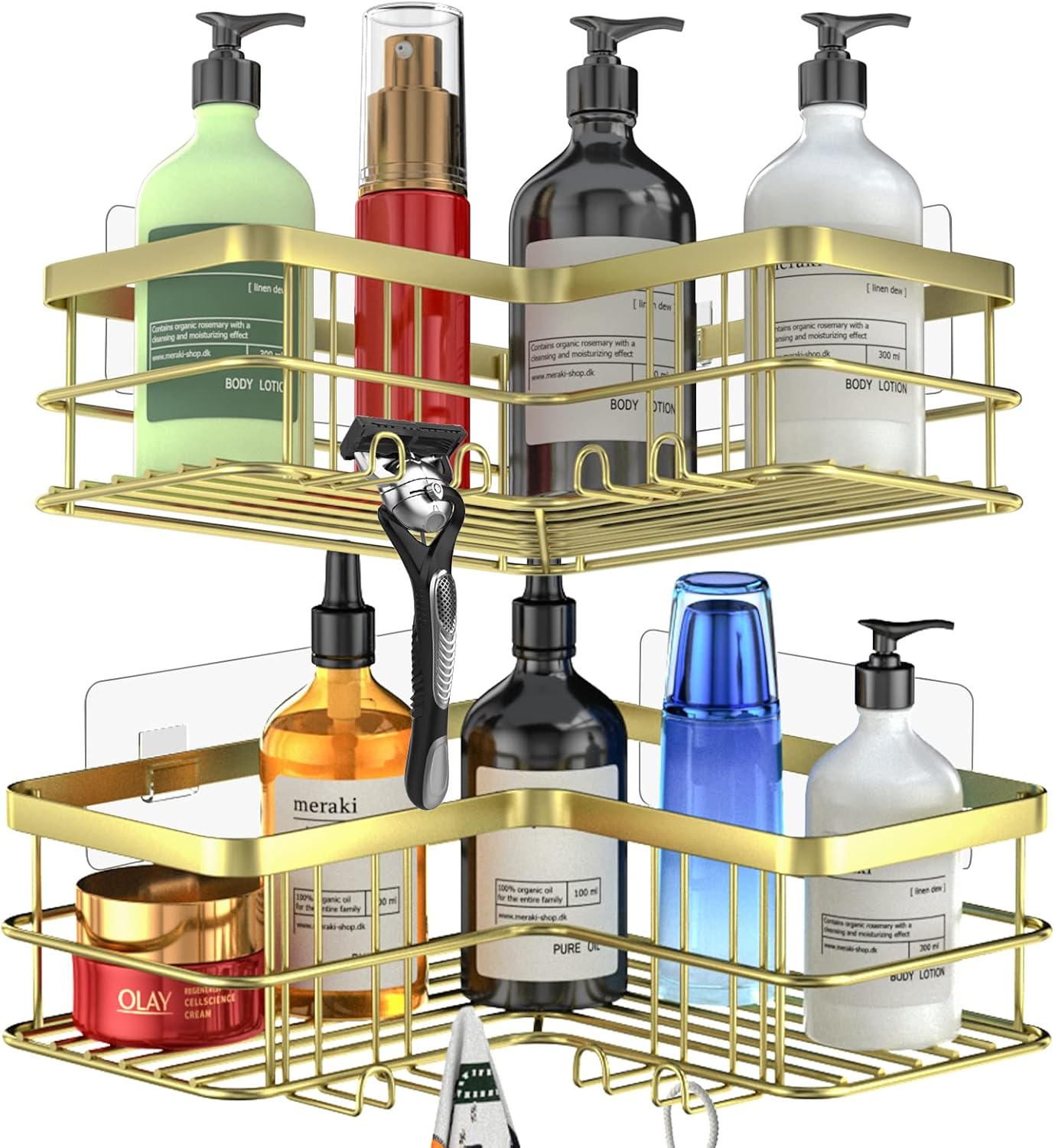 Yazoni Corner Shower Caddy, Adhesive Shower Shelves No