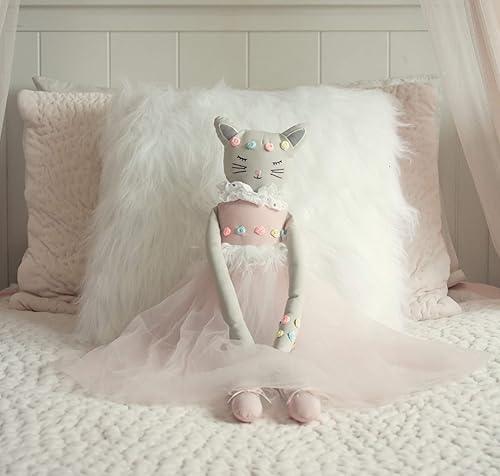 Poppy The Cat - Muñeca de peluche hecha a mano de 24.8 pulgadas con tutú de bailarina, bonito juguete de peluche, regalo sorpresa para una pequeña
