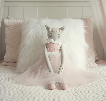 Inspired by Jewel Poppy the Cat - Handmade 24.8-Inch Plush Doll with Ballerina Tutu Outfit - Pretty Stuffed Toy Surprise Gift for a Little Princess Age 3+ Soft Plushie for Hugs, Cuddle and Comfort