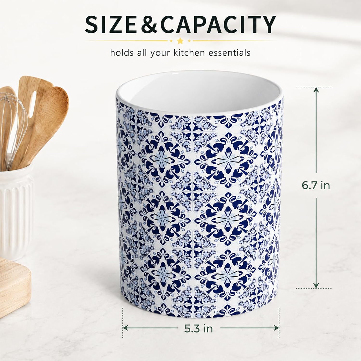 Solidith Kitchen Utensil Holder for Countertop, Blue