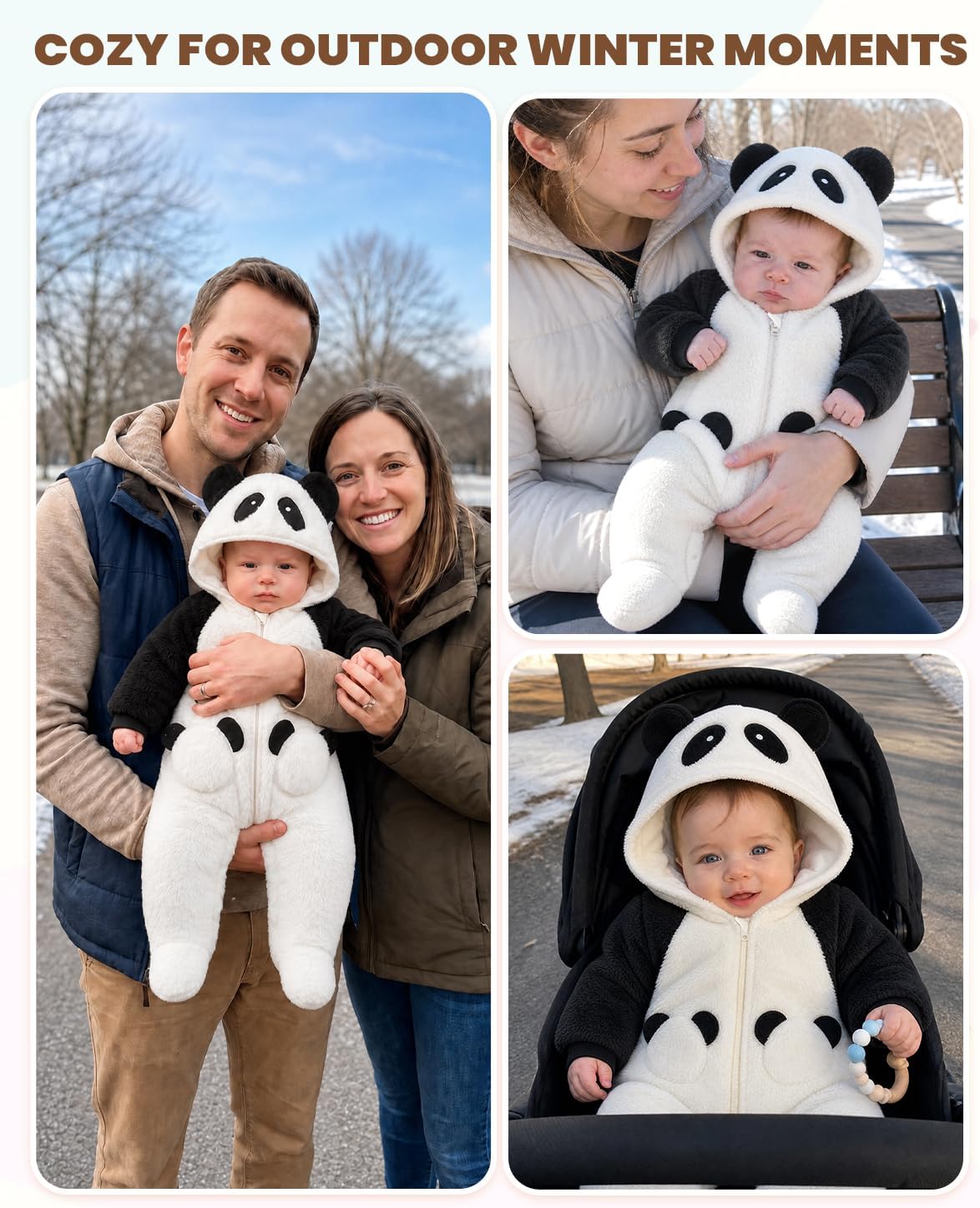 JiAmy Baby Snowsuit Newborn Animal Footed Fleece Thicken Romper 0-12 Months