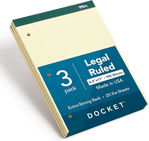 Tops Double disket Writing Tablet ile ekstra sert arka taraf, 8 – 1/2 x 11 – 3/10,2 cm, delikli, 3-delik delikli, Kanarienvoegel, Legal/Genişlik Rule, 100 yaprak Pro blok, 3 PADS Pro Pack (63392)