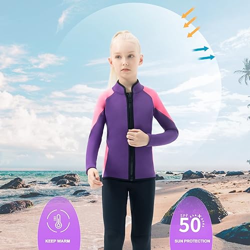 Miniatura 3 de INTBOSS Wetsuit Top Men,2mm Mens Wetsuit Top 3mm Long Sleeve Wetsuit Jacket Men Front Zip Warm Wets Suit Jackets for Men Stretch Mens Wetsuit Top