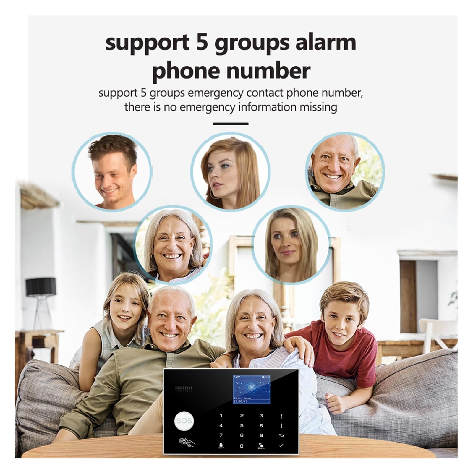 Sistema di Allarme di Sicurezza Domestica, Smart Alarm gsm 433 MHz Allarme di Sicurezza Kit Antifurto Domestico TFT da 2,4 Pollici Funziona(Set 1)