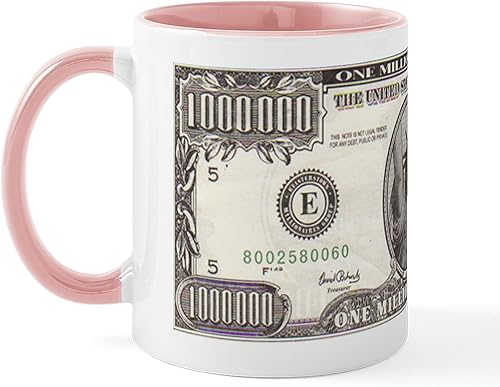 Vista 106 de CafePress Taza de café de cerámica Million Dollar (11 oz) Blanco - Taza del millón de dólares,Blanco - Taza de billetes de 100 dólares,Taza blanca