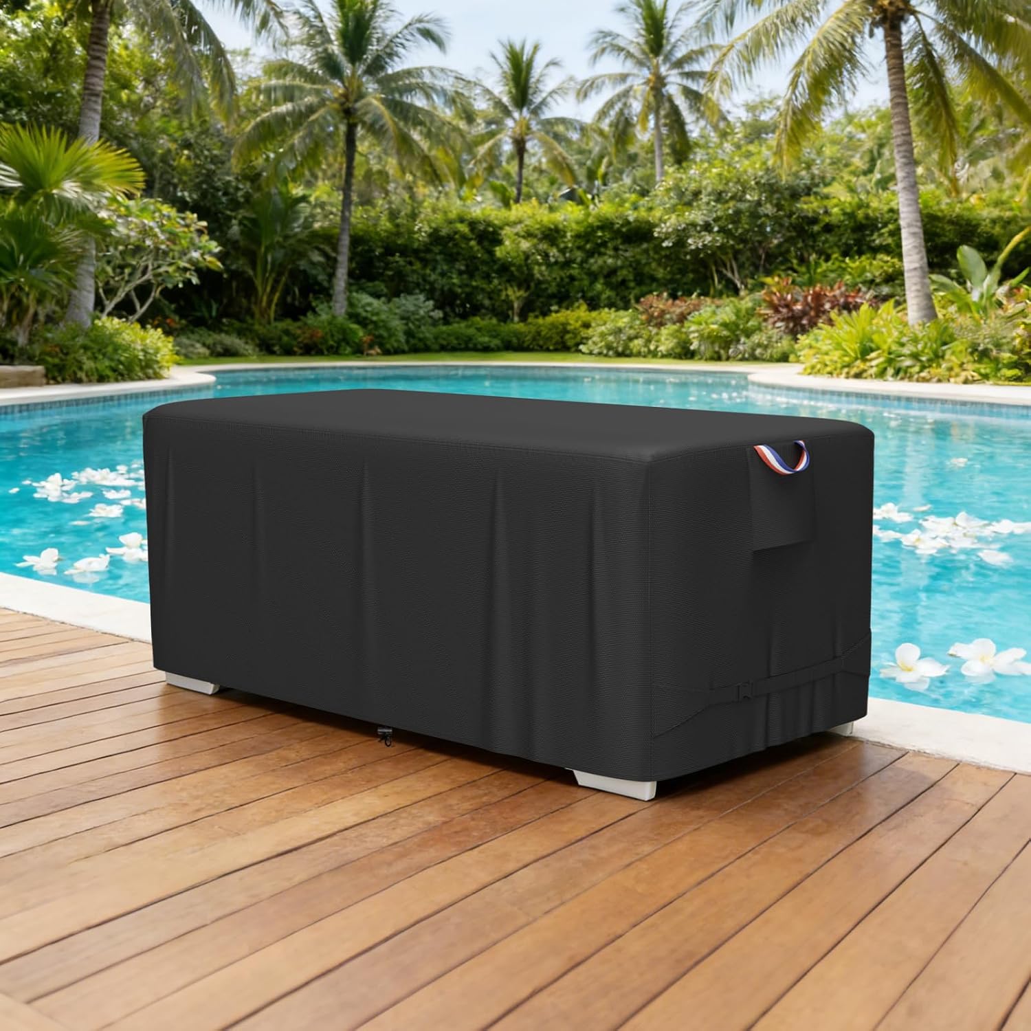 Outdoor Lounge Chair Cover,Fits 4-6 Stackable Patio Chaise Lounge Chairs,Waterproof & Dustproof Pool Lounge Chair Covers for Winter,Durable Stacked Pool Lounge Cover,80''L x 32" W x 40" H,Black