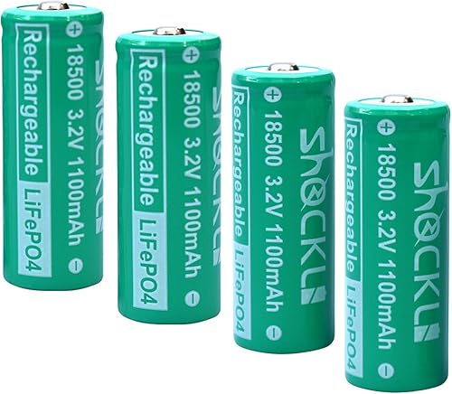 Shockli 18500 - Baterías solares de 3.2 V, batería solar recargable de fosfato de litio LiFePO4 de 3.2 voltios 1100 mAh para luces solares al aire