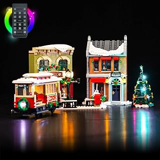 LocoLee LED Light Kit for Lego Holiday Main Street 10308, Upgraded Remote Control Creative Lighting Set Accessories Compatible with Lego 10308 Building Set (Lights Only, No Models)