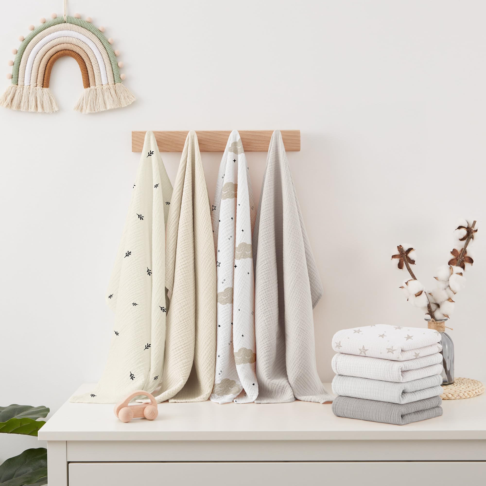 Susurration Salviette in Garza per Bambini Super Morbido Assorbente in Mussola a Grana Per Neonati, Unisex, per Bambine E Ragazzi 8 Pezzi, Set 60x60CM (Rosa-marrone)
