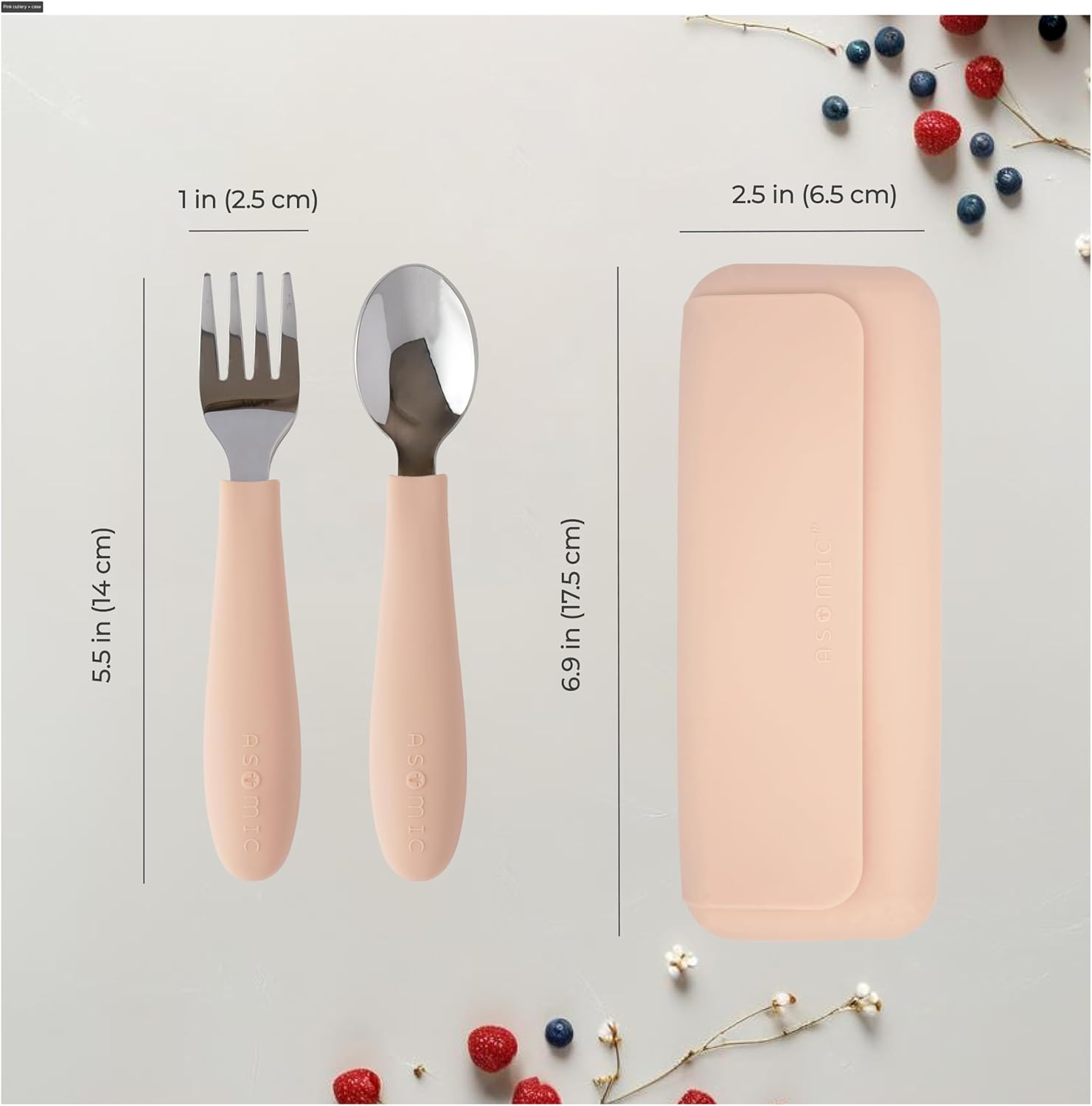 ASOMIC Premium 316 Stainless Steel Toddler Utensils with Silicone Handles & Travel Case, Kids Spoon & Fork Set for Toddler Self Feeding at Daycare, Preschool & School, BPA-Free, Dishwasher Safe - Image 4