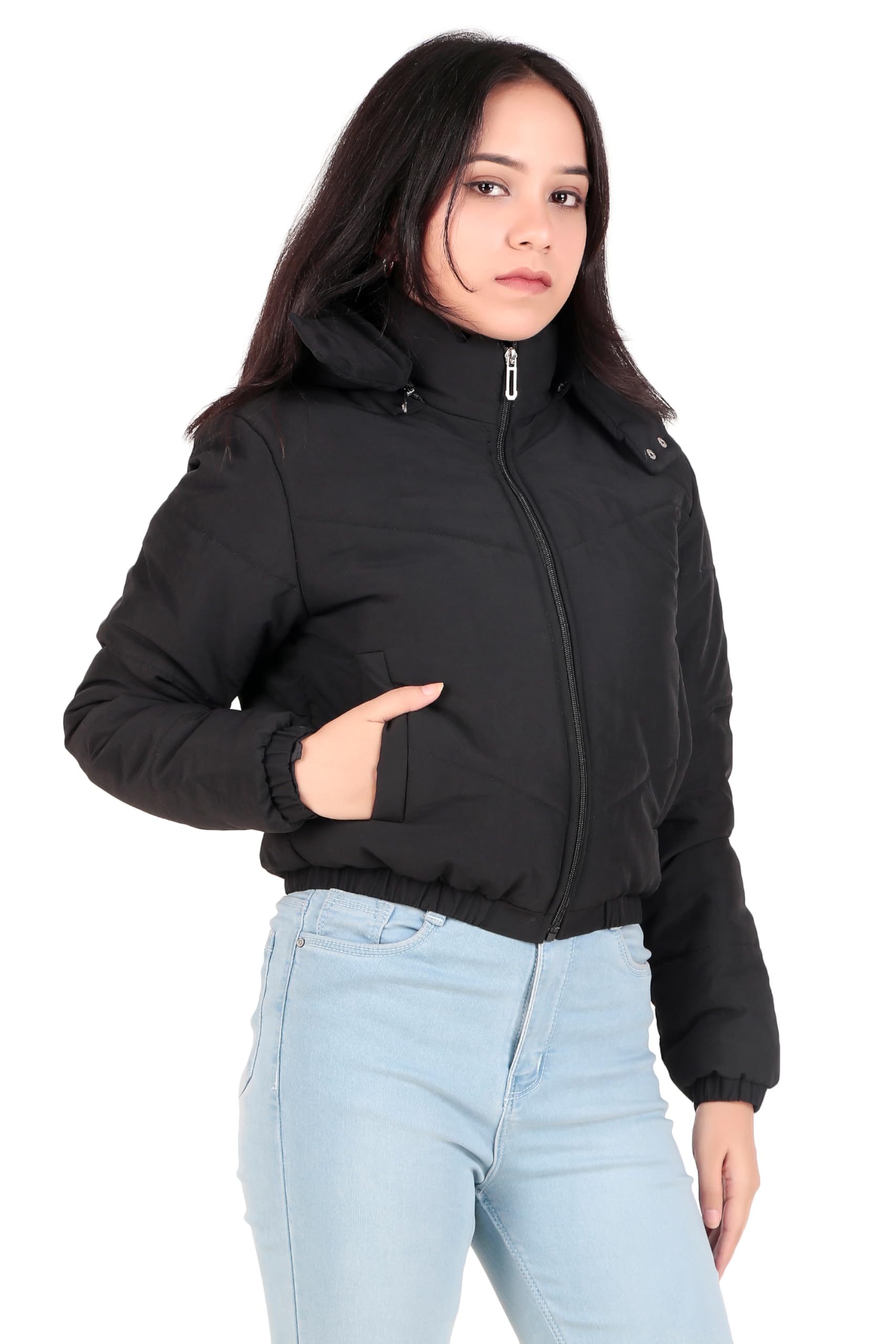brazo Girls and Women's Short Regular Fit Jacket For Winter Wear | Hooded Neck | Full Sleeve | Zipper | Casual Jacket For Woman & Girl | Western Stylish Jacket-picture-26
