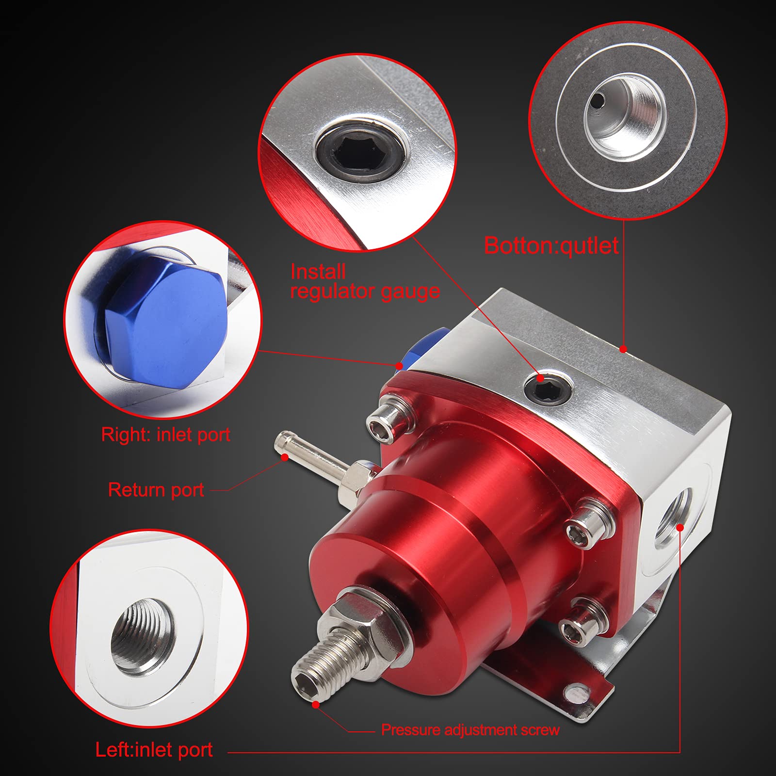 Adjustable Pressure Gauge EFI Fuel Pressure Regulator Kit With 0-100 ...