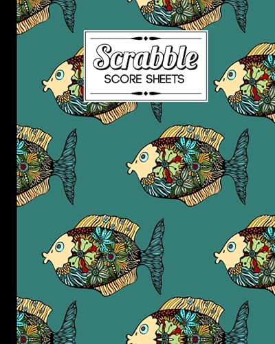 Scrabble Score Sheet Floral Fishes Scrabble Score Sheet, Scrabble Game Record book For up to 4 Players, Scrabble Game Sheets For Board Game Words