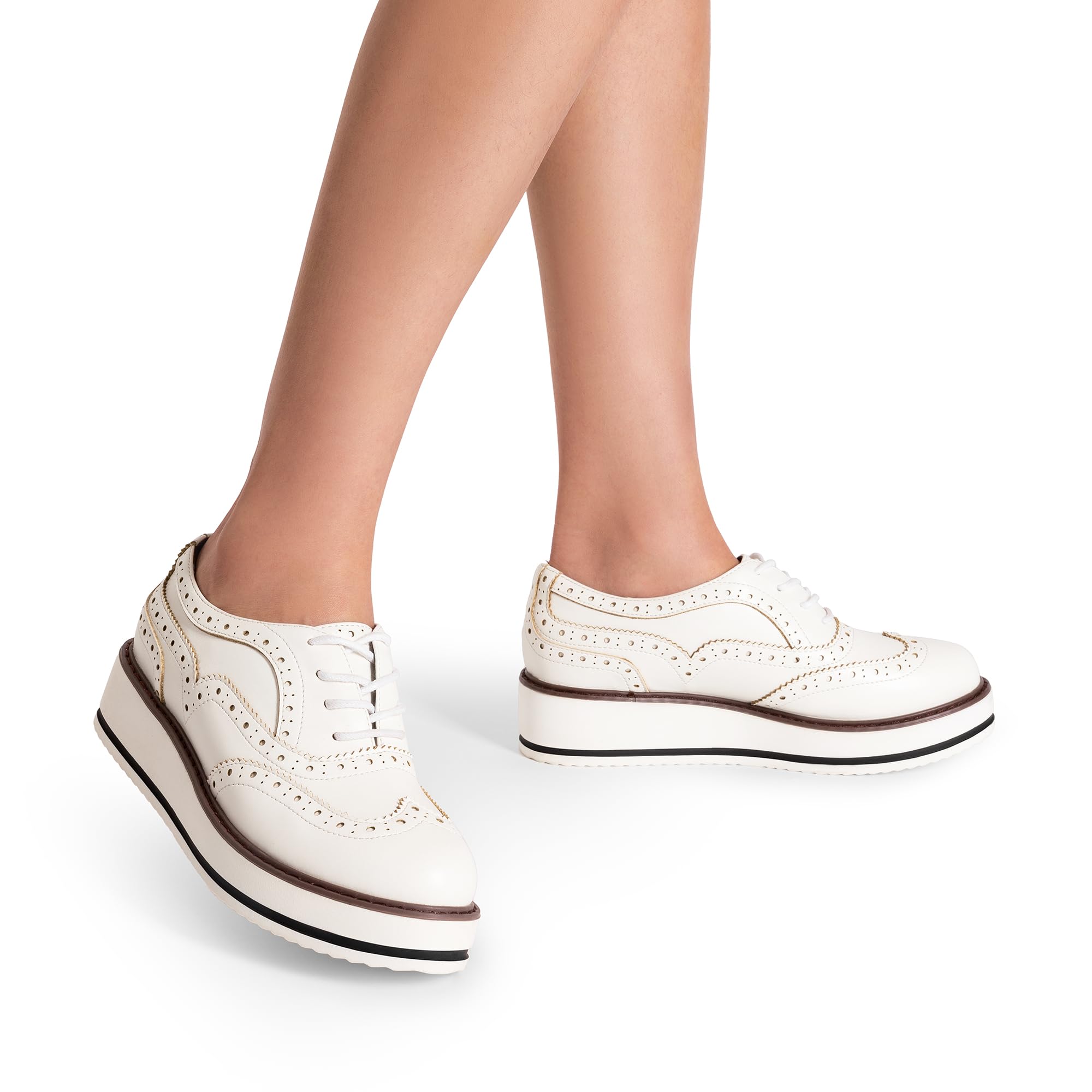 DREAM PAIRS Scarpe da donna con plateau Oxfords Lace-up Wingtips Round Toe Dress Shoes