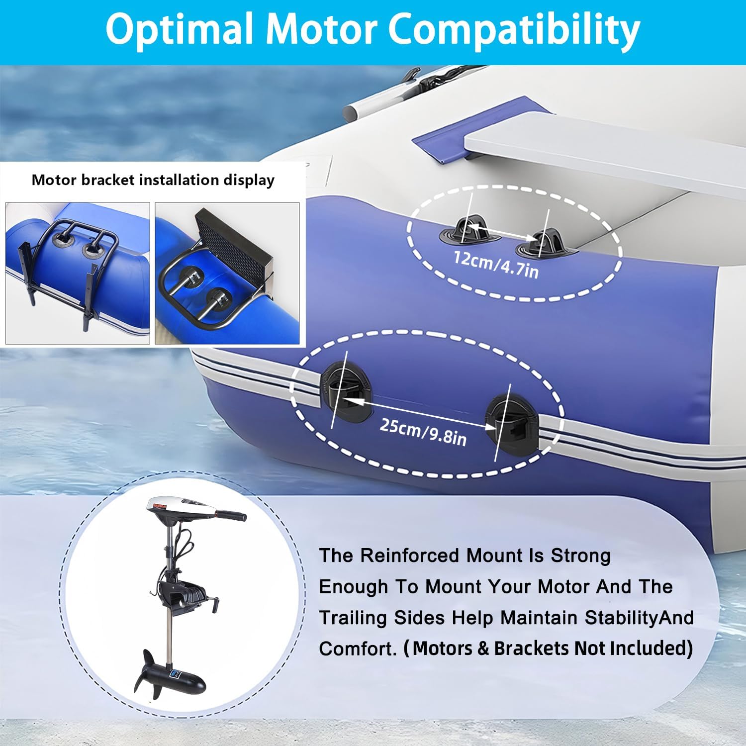 Heavy Duty Inflatable Boat, 4-Person Raft for Adults | 102" x 50", 705lbs Capacity, for Water Tours, Outdoor Expeditions, and Carrying Camping & Fishing Equipment