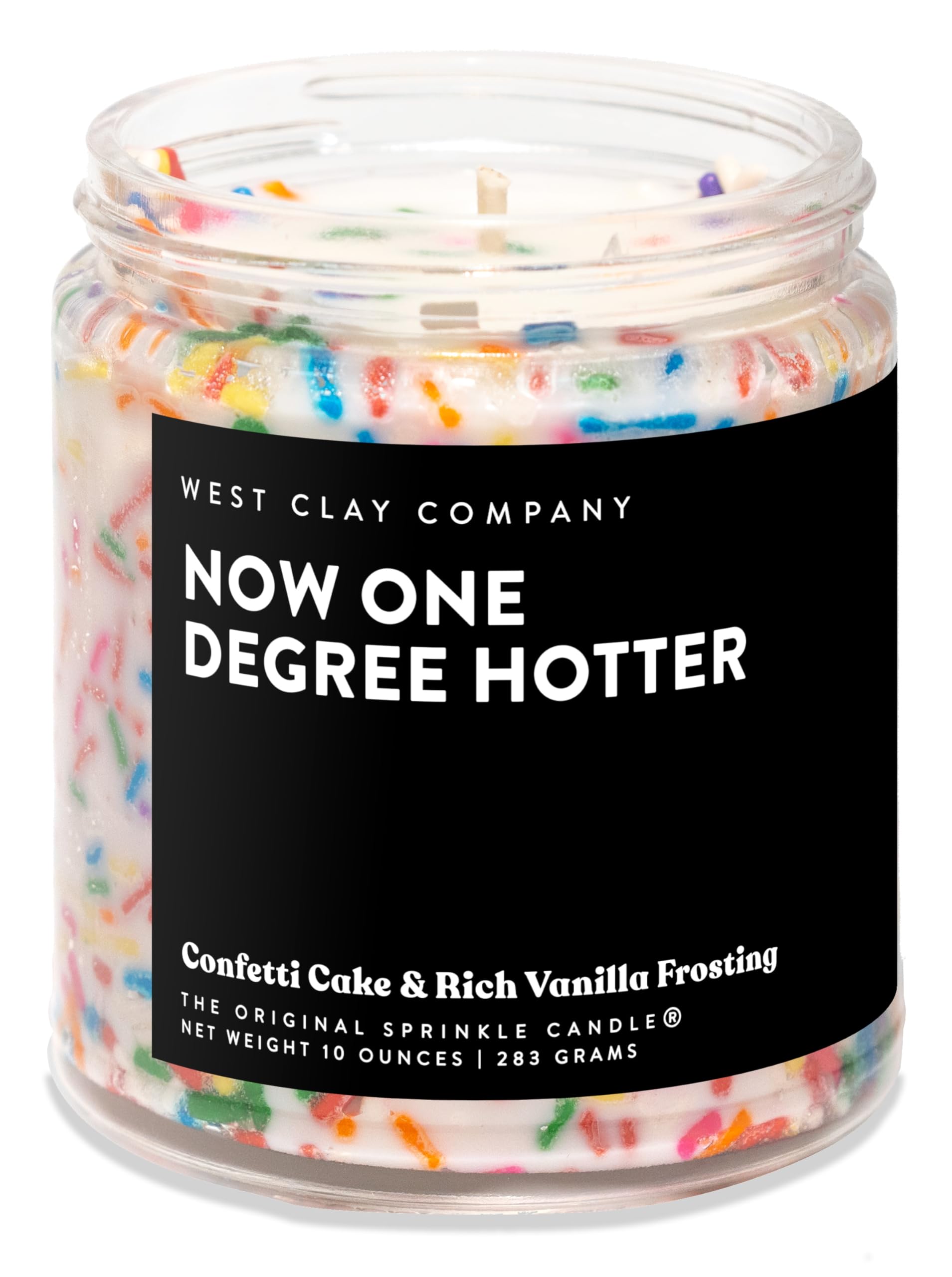 WEST CLAY Now One Degree Hotter Sprinkle Candle | Confetti Cake & Vanilla Scented Candles | Graduation Congratulations Gift for Graduate
