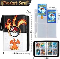 Vista 3 de Carpeta de tarjetas con 4 bolsillos, soporte para carpetas de tarjetas intercambiables con 50 fundas extraíbles para 400 tarjetas, carpeta