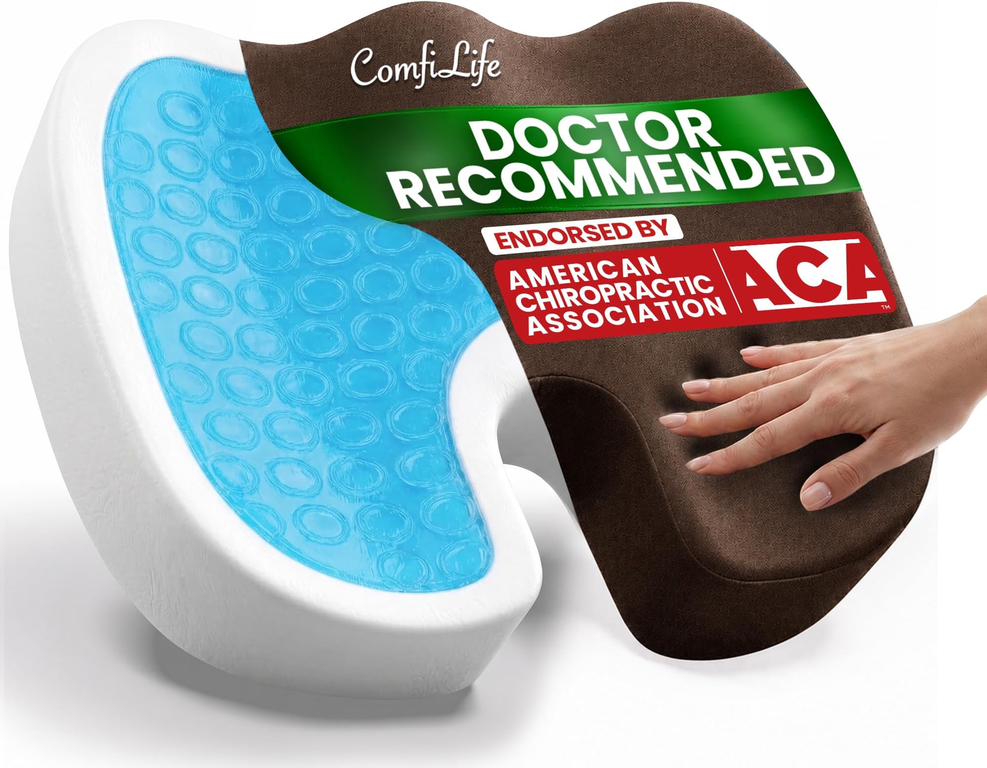 Premium Gel & Memory Foam Seat Cushion – Doctor Recommended Office Chair Cushion, Car Seat Cushion – Chair Cushions for Back & Sciatica Pain Relief – Seat Cushions for Office & Desk (Brown)