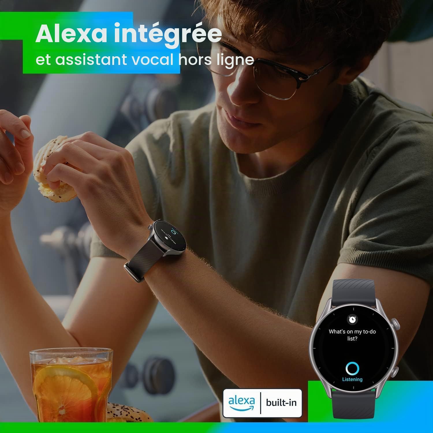 Amazfit GTR 3, 46 mm, Montre Connectée avec Alexa, 1.39" AMOLED, Autonomie de 21 Jours, SpO2, 150+ Modes Sportifs, GPS, 5 ATM Etanche Smartwatch Sport (Noir)