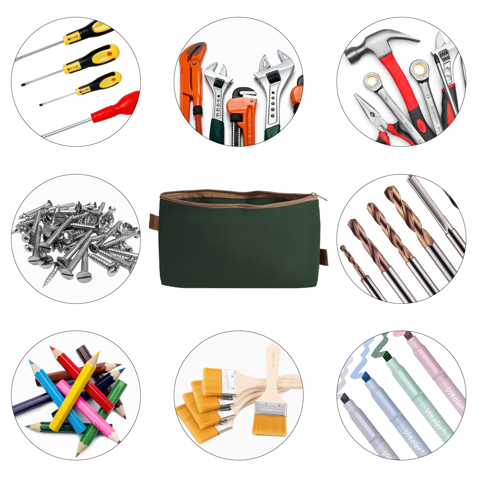 Borsa Portautensili In Tela Con Cerniera - Organizer Resistente Per Attrezzi, Multicolore - Foto 10