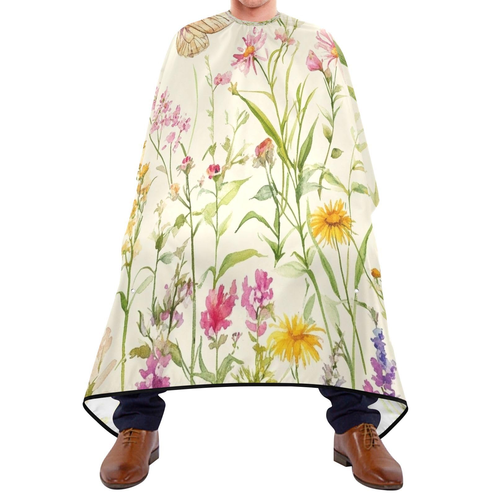 Kigai Hair Cutting Cape for Men & Women Butterfly Flowers Waterproof Barber Cape Professional Hairdressing Salon Styling Cape with Adjustable Closure Snap