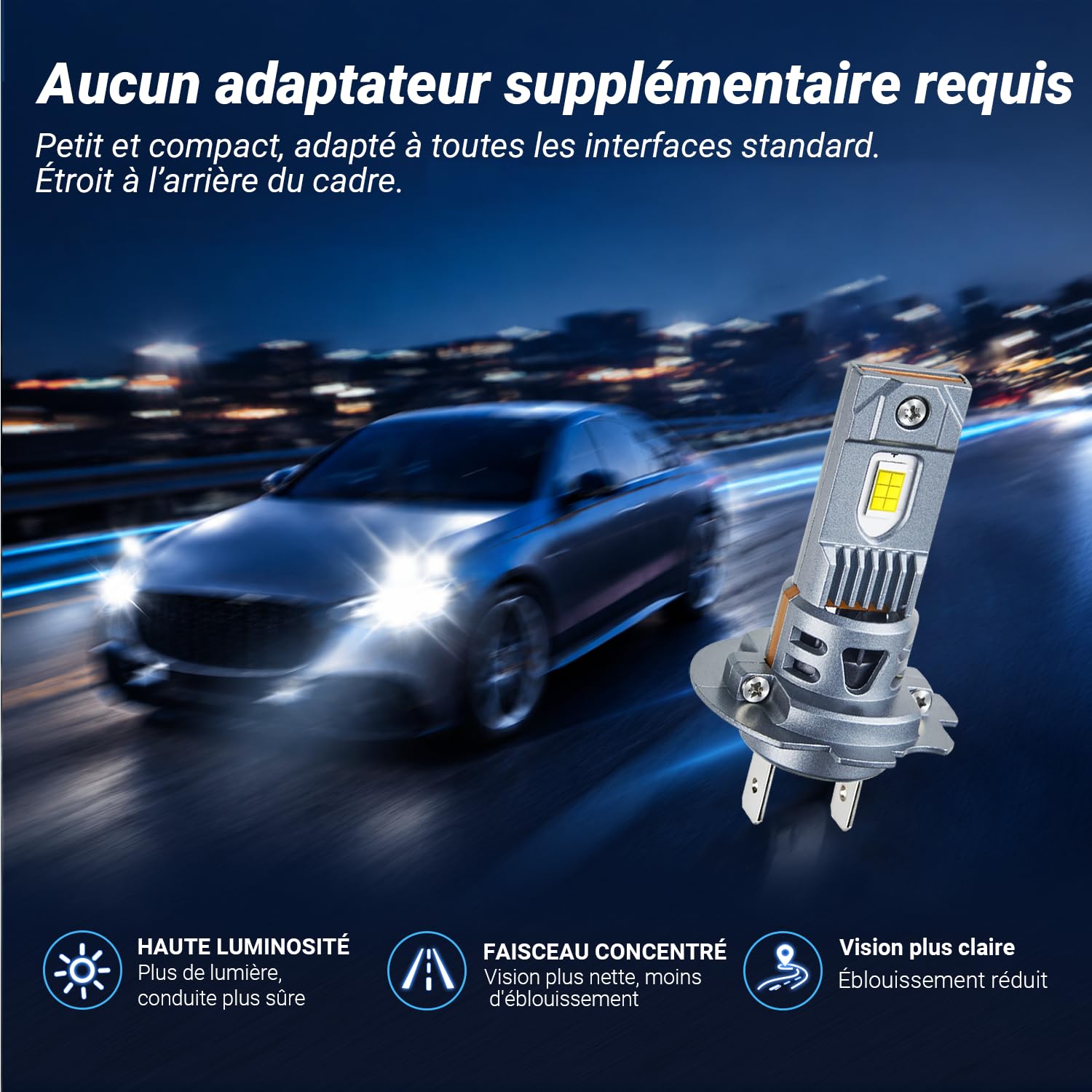 FUPE H7 LED 36000LM, 100W, 6500K Lumière Blanche
