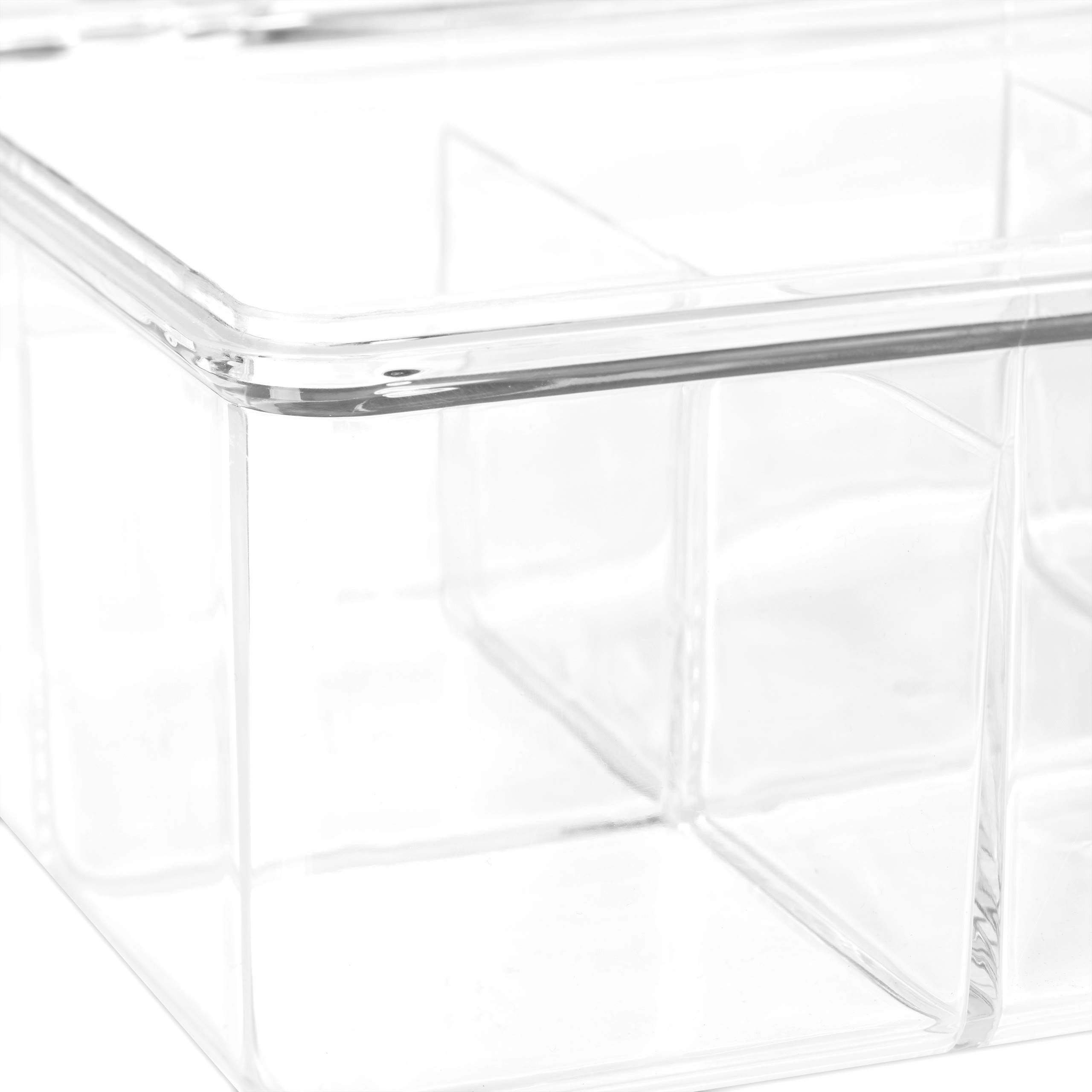 Relaxdays 8 Cajas para Té e Infusiones, 6 Compartimentos, Bote Para 90 Bolsitas, Tapa Abatible, 9 x 21,5 x 14,5 cm, Transparente