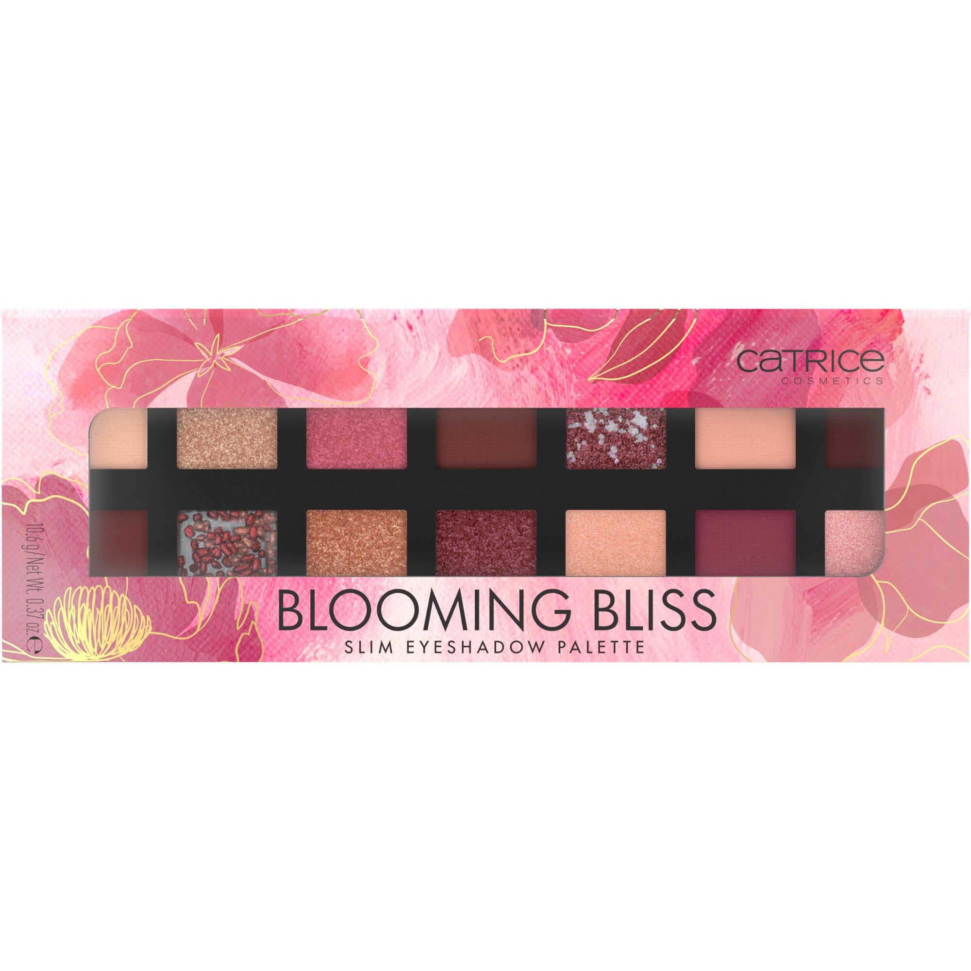 Catrice Paleta cieni do powiek Blooming Bliss Slim, długotrwały, wyraźny wynik, błyszczący, intensywny (10.6g)