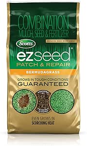 Scotts EZ Seed Patch and Repair Bermudagrass, 10 lb. - Combination Mulch, Seed, and Fertilizer - Tackifier Reduces Seed Wash-Away - Even Grows in Scorching Heat - Covers up to 225 sq. ft.