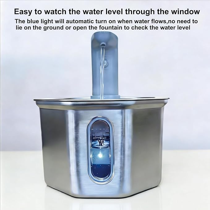 Fuente de Agua para Gatos Inalámbrica de Acero Inoxidable SROIVT 2.6L miniatura 3