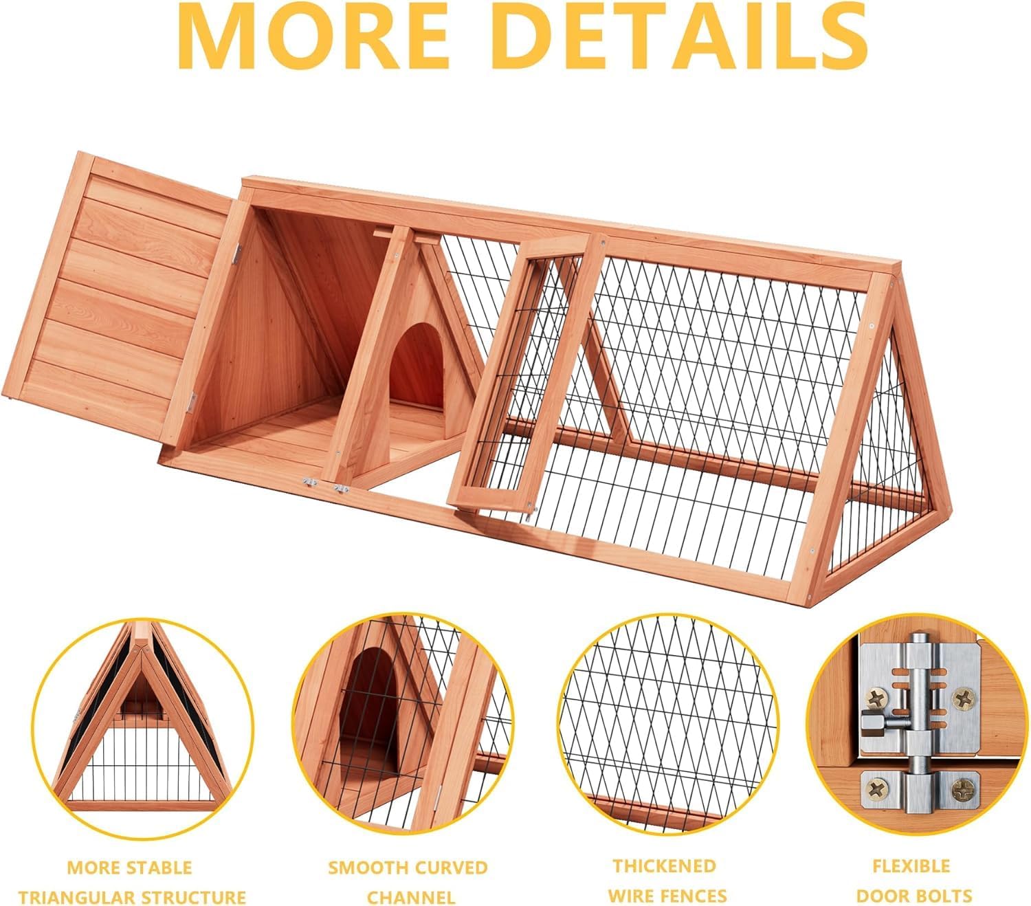 Rabbit Hutch & Chicken Coop Outdoor Small Animal Cage (Brown) (Brown)