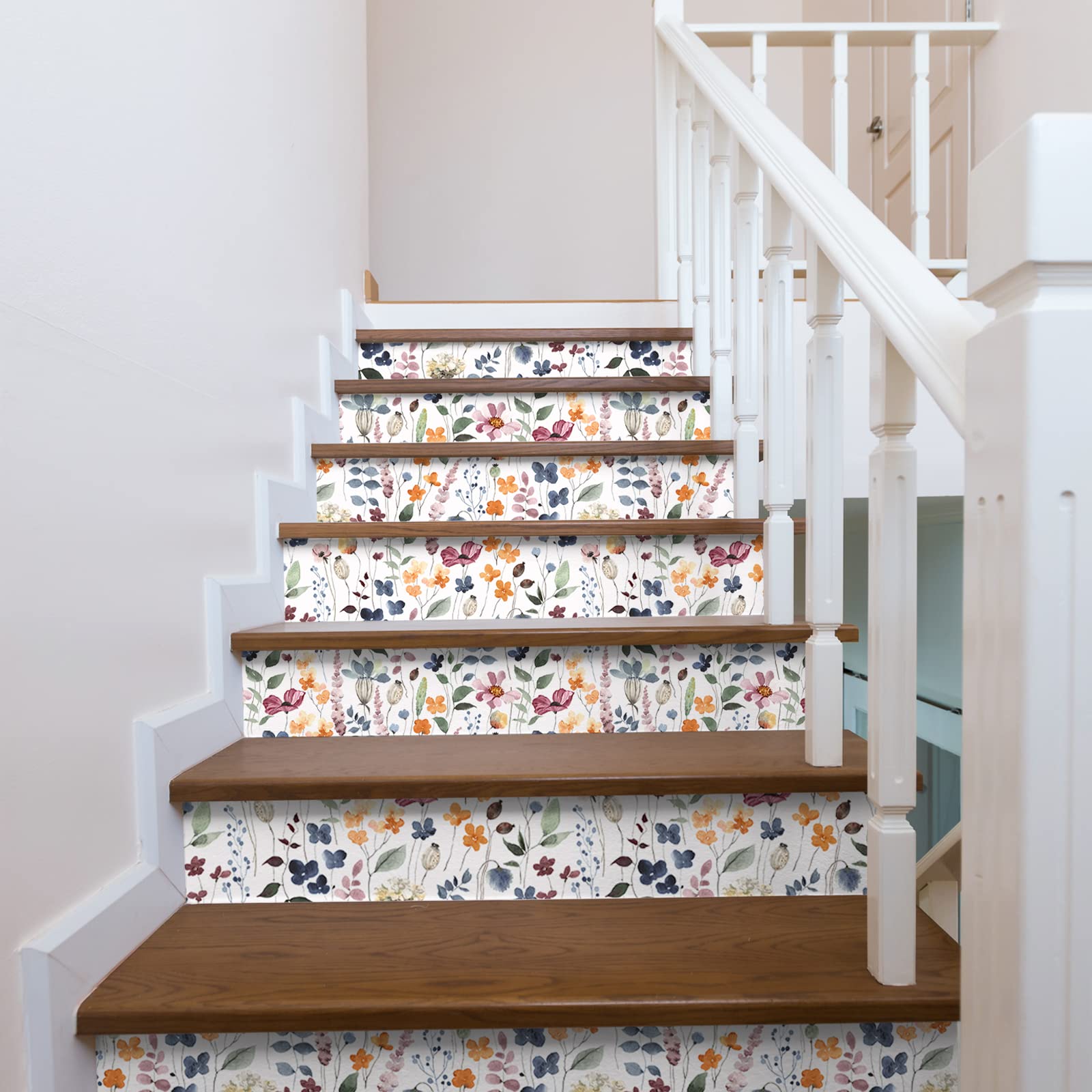 VEELIKE Papel Pintado Hojas Blanco 44,5cmx900cm Papel Pintado Autoadhesivo Flores Acuarela Papel Adhesivo para Muebles Tropical Murales Decorativos Pared Habitacion Papel Forrar Mueble Baño Armarios