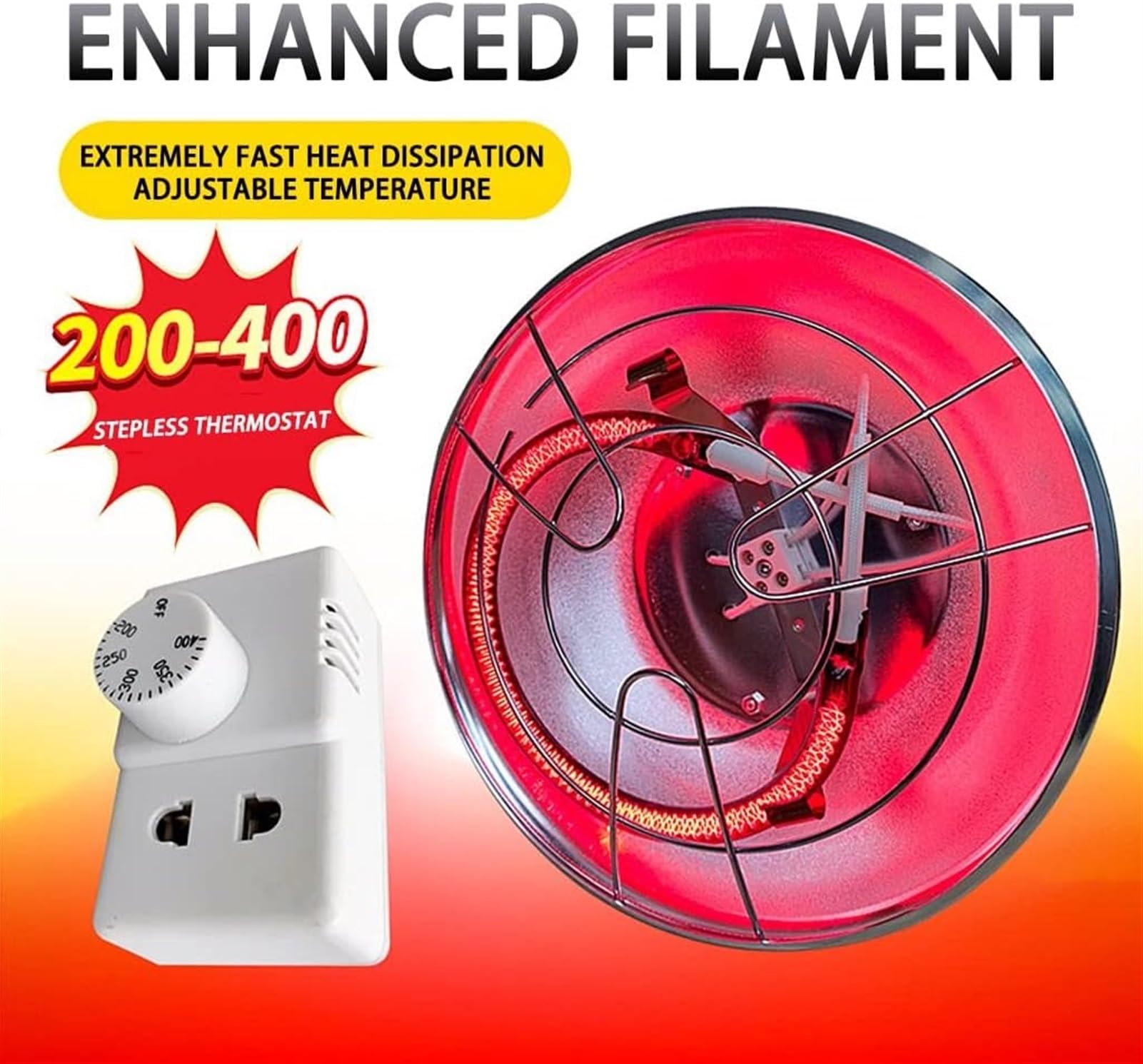 Lampa grzewcza 220 V/400 W, lampa grzewcza dla drobiu dla piskląt, lampa grzewcza dla kiszących kurczaków z termostatami i żarówką dla piskląt, gadów, szczeniąt, kociąt, jagnięąt, kaczek