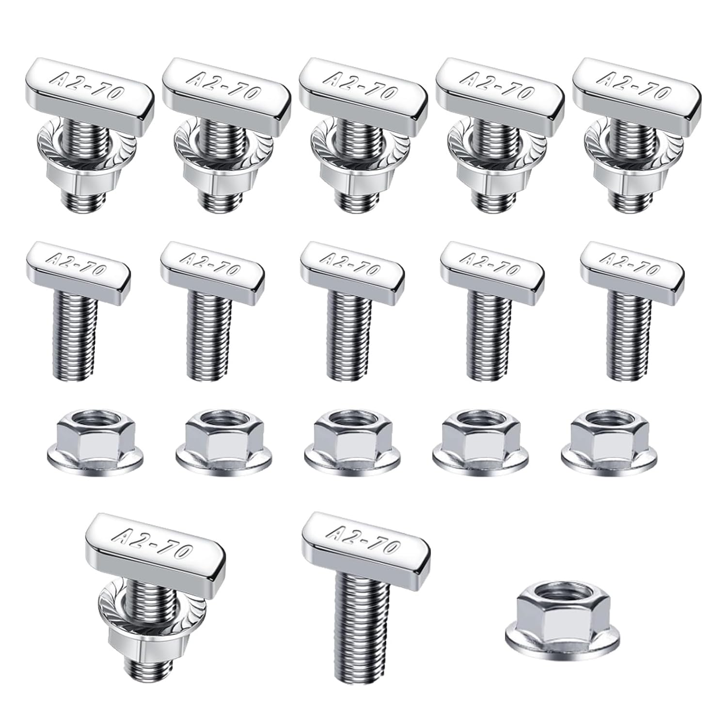 T Bolts M10x25mm T Slot Drop-in Bolt Hammer Head Hexagon Flange Nuts 10Pcs