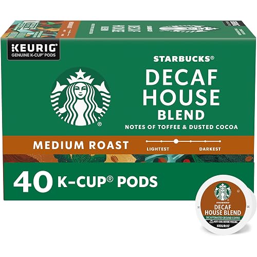 Starbucks K-Cup Coffee Pods, Medium Roast Hot or Iced Coffee, Decaf House Blend, 40 Keurig Pods