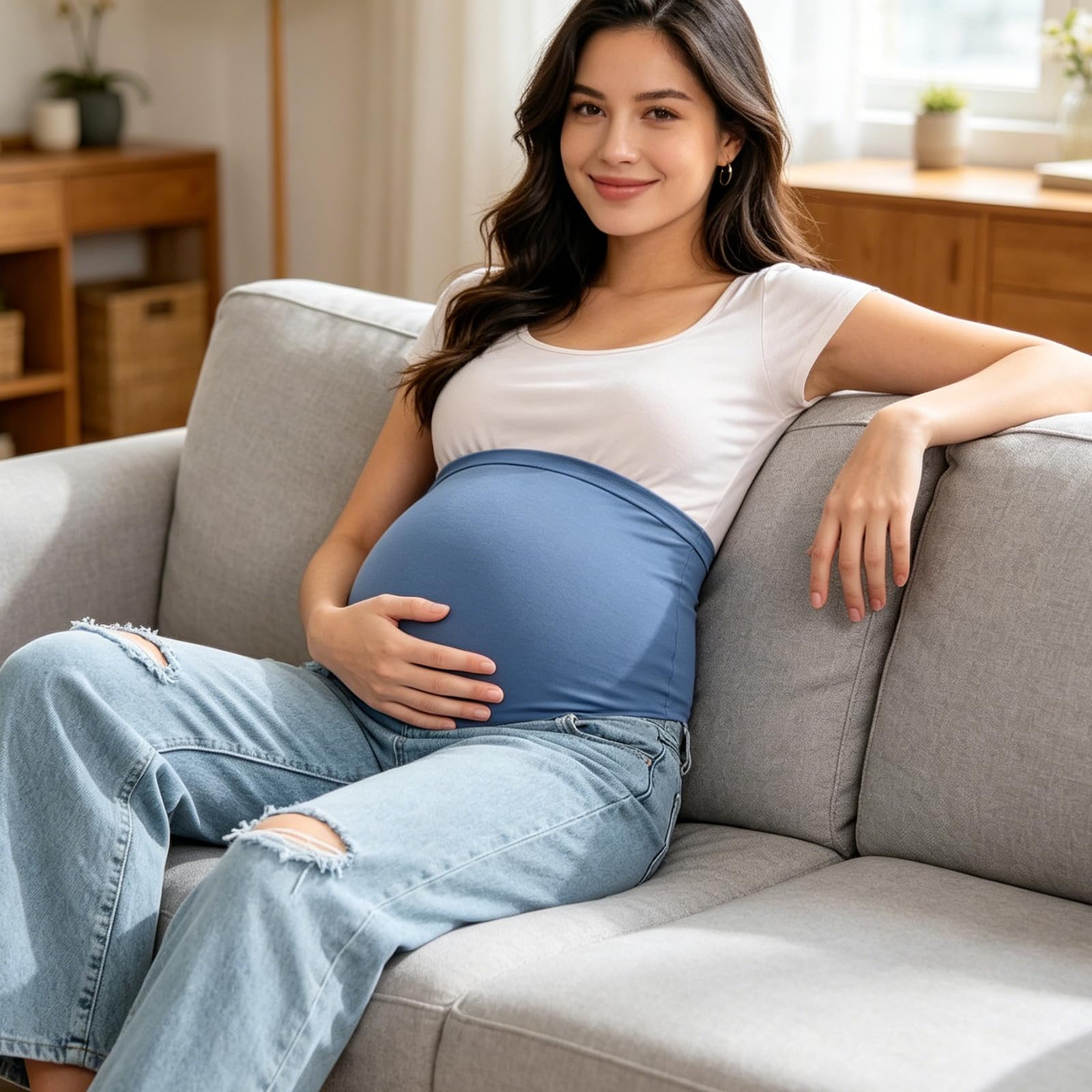Bauch Umstandsjeans für schwangere Frauen, gerades Bein, Jeanshose mit verstellbarer Taille für lässiges Pendeln, Schwangerschaftshose über dem Bauch, Umstandshose, Panel Jeans, Hose für werdende Bein