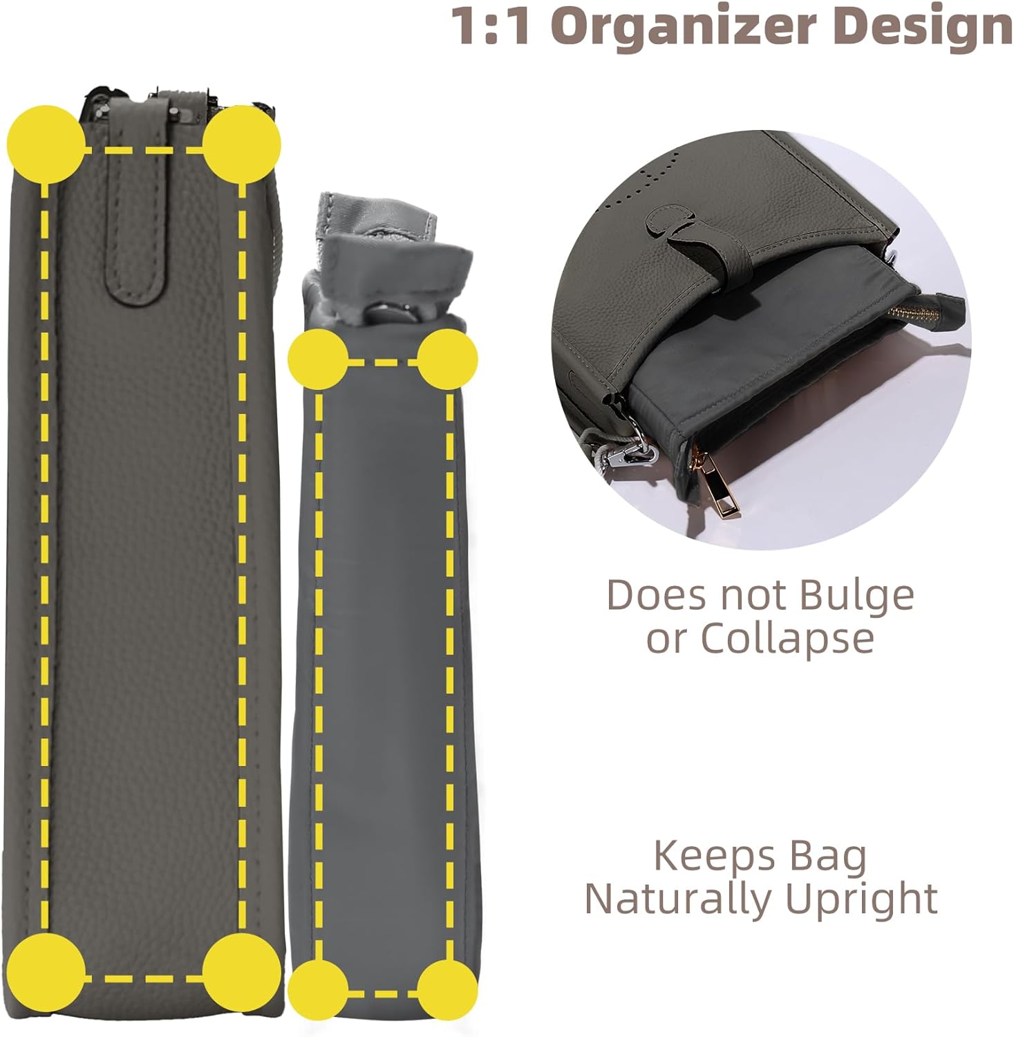 Purse Organizer Insert for Hermes Evelyne 29 PM, Mini Evelyne Bag Insert with Zipper,Nylon Inner Liner Organizer with Multi-pockets,Keep Bag Shape and Clean - Image 4