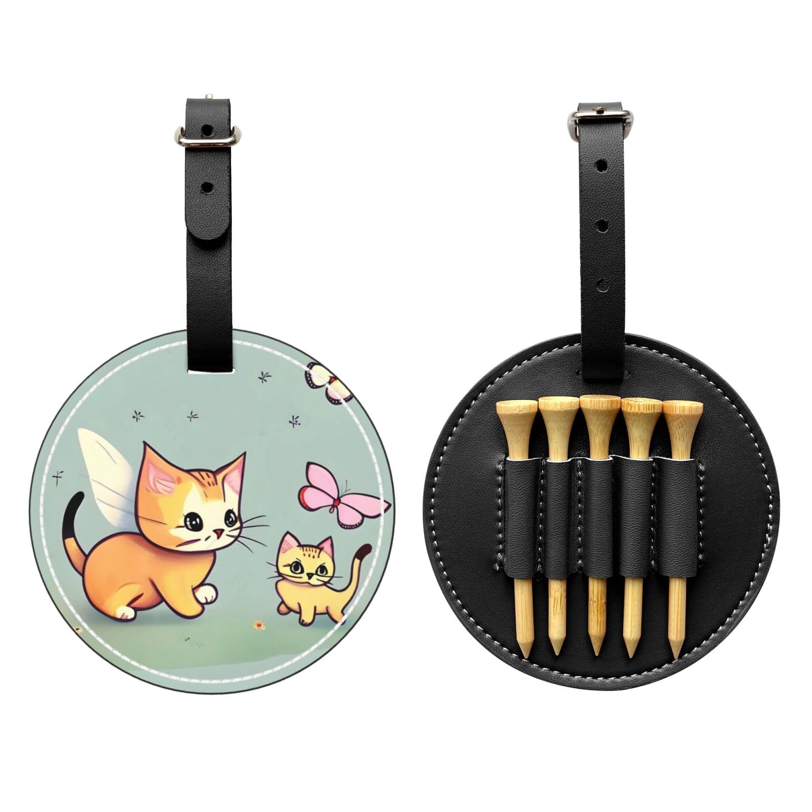 Kitten Butterfly Black Golf tee Storage Bag - Durable and wear-Resistant Golf Accessories